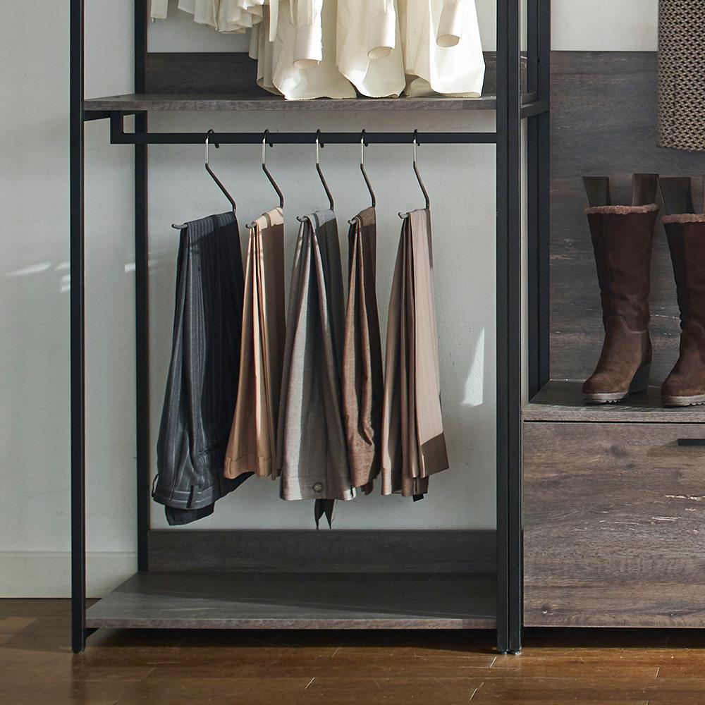 Monica Rustic Gray Wood Walk-In Closet System with Drawer