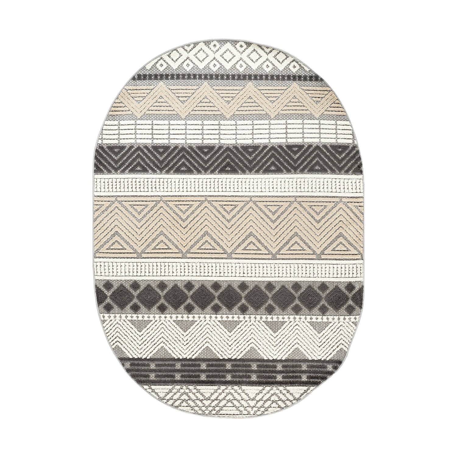World Rug Gallery Siena 5 x 7 (ft) Flatweave Gray Oval Indoor/Outdoor ...
