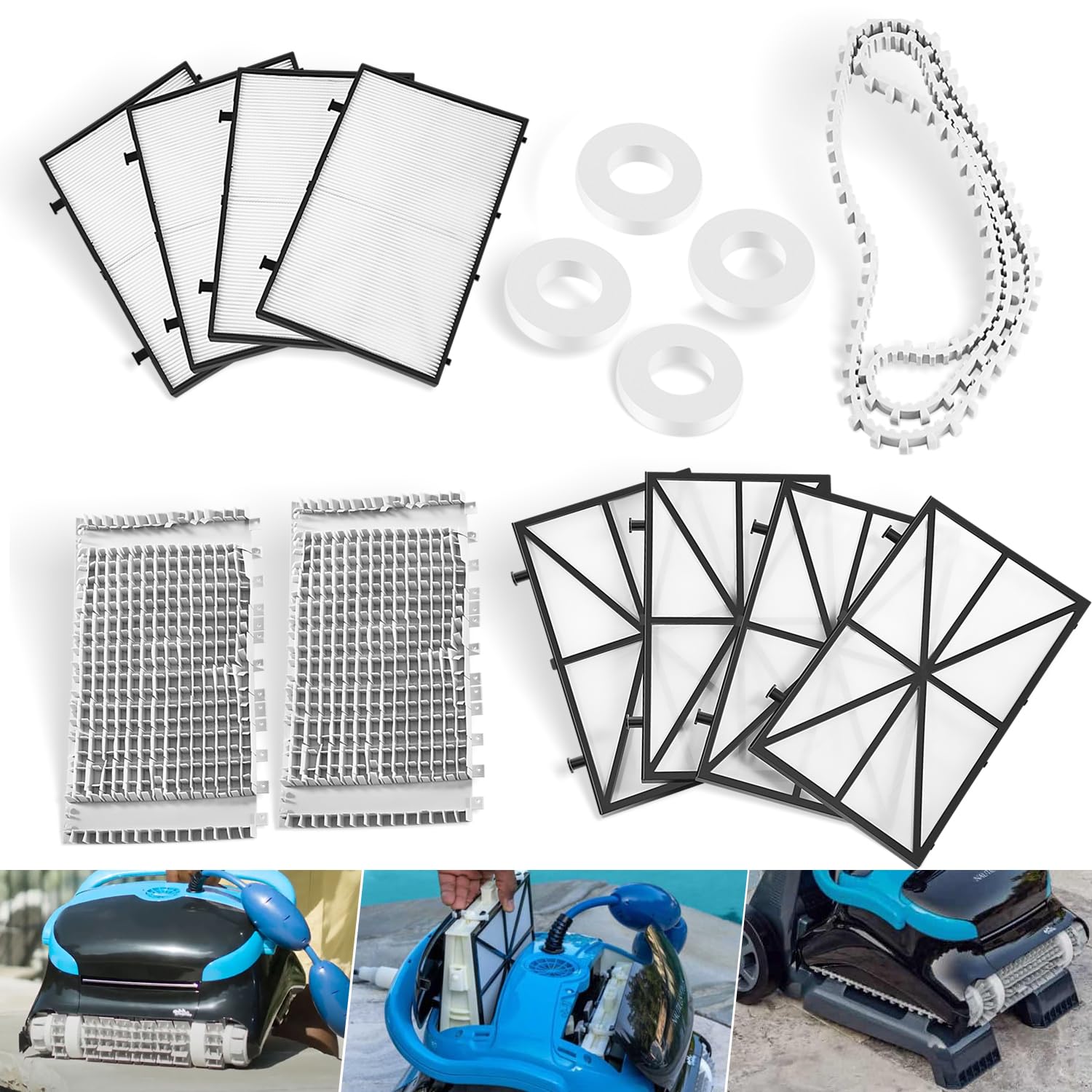 KHKFY  Tune-up Kit for Maytronics Dolphin Nautilus CC Plus Robotic Pool Cleaner Includes Filters Brushes Climbing Rings and Tracks