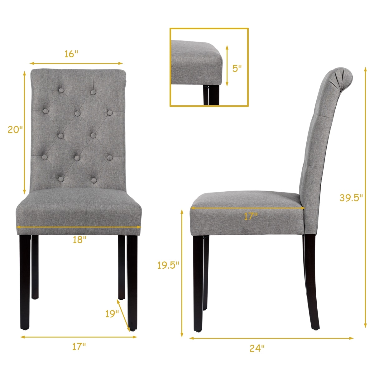 WELLFOR HW-HWY2-64221GR Dining-Chairs - View #2