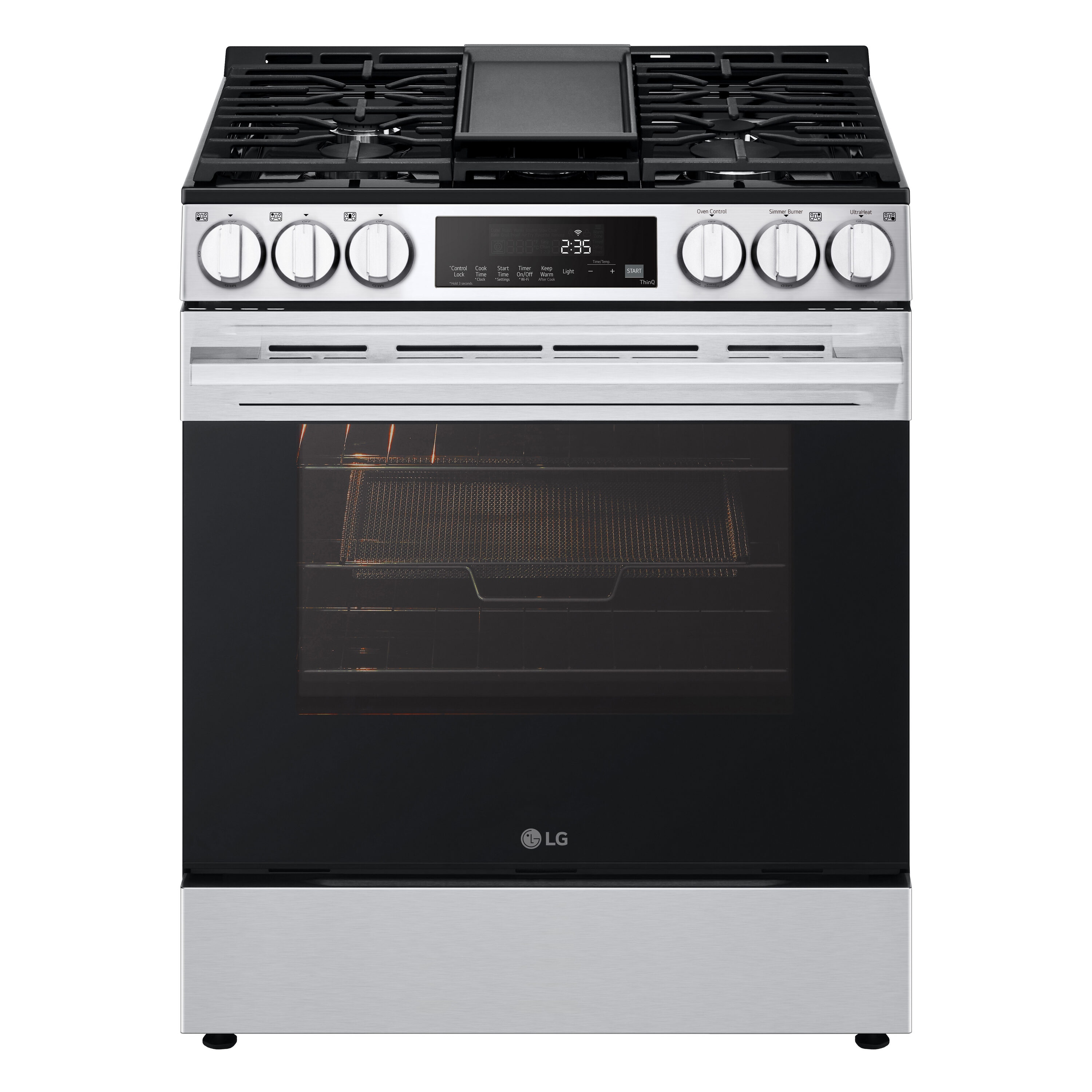 LG LSGL5833X 30-in 5 burners 5.8-cu ft Air Fry Convection Oven Freestanding Natural Gas Range ( Stainless Steel )