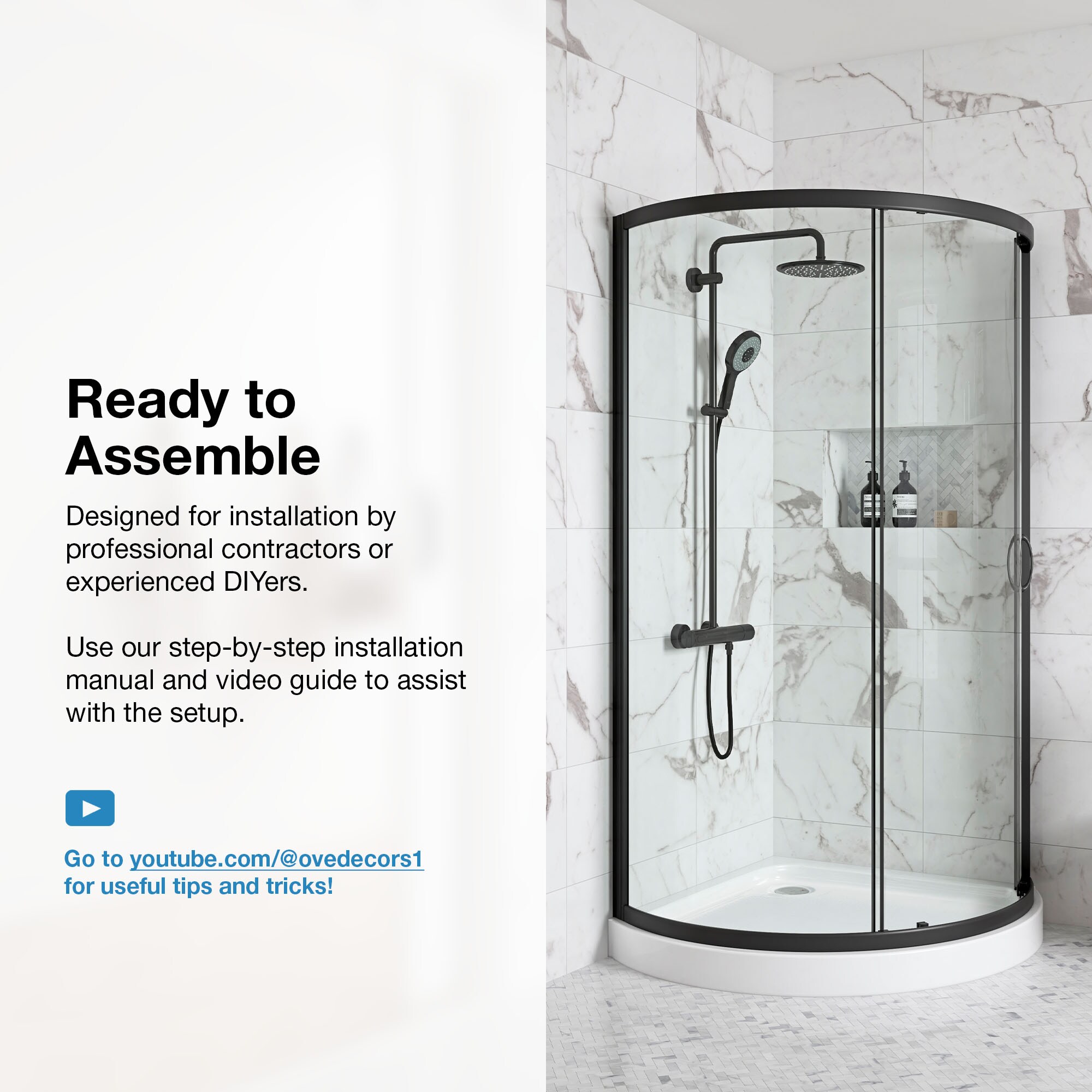 OVE Decors 15SKC-BREE38-BLK Alcove-Shower-Kit - View #4