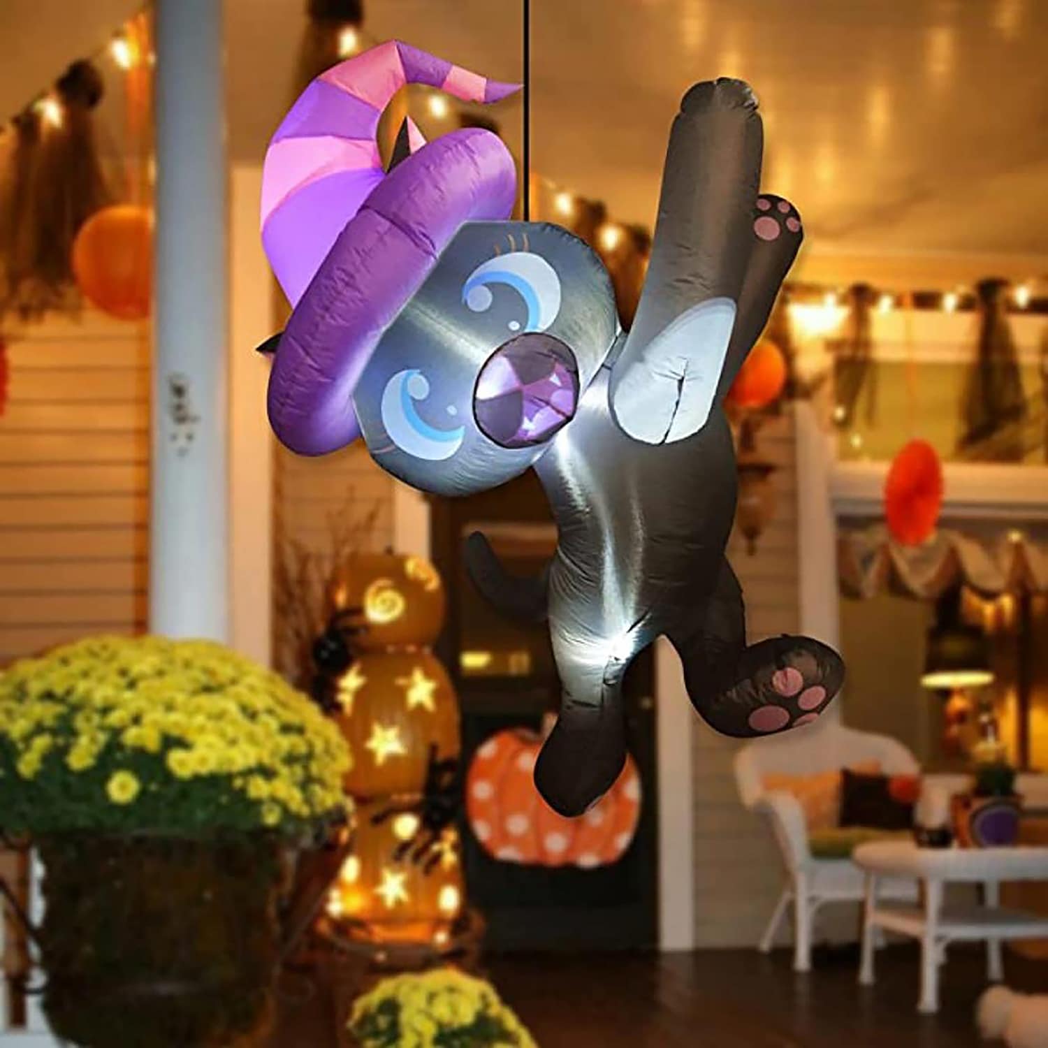 4.9 FT Black Cat Halloween Inflatable with LED Lights