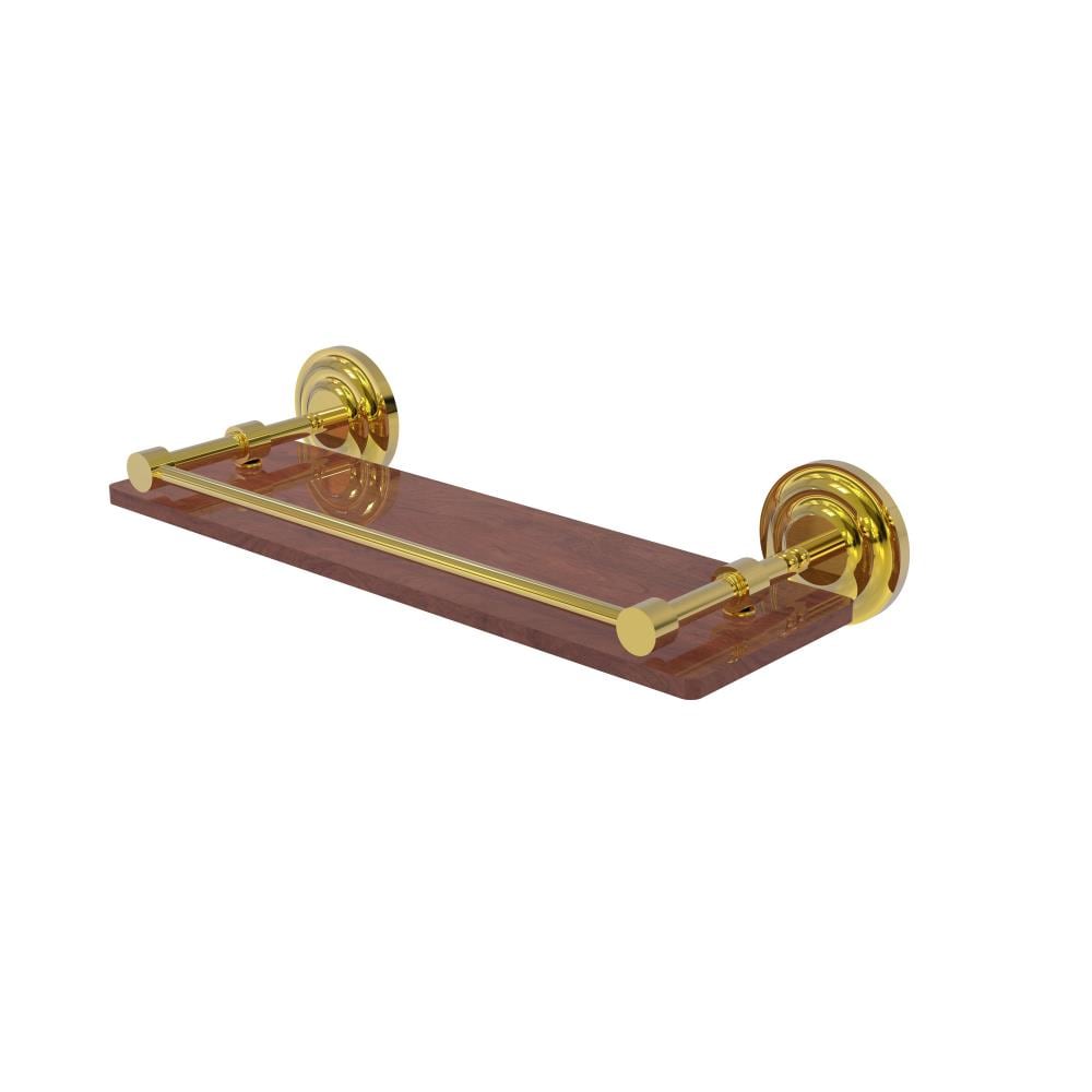 Allied Brass QN-1-16-GAL-IRW-PB Que New Polished Brass Wall mount Bathroom Shelf ( 16-in x 3-in x 5-in )