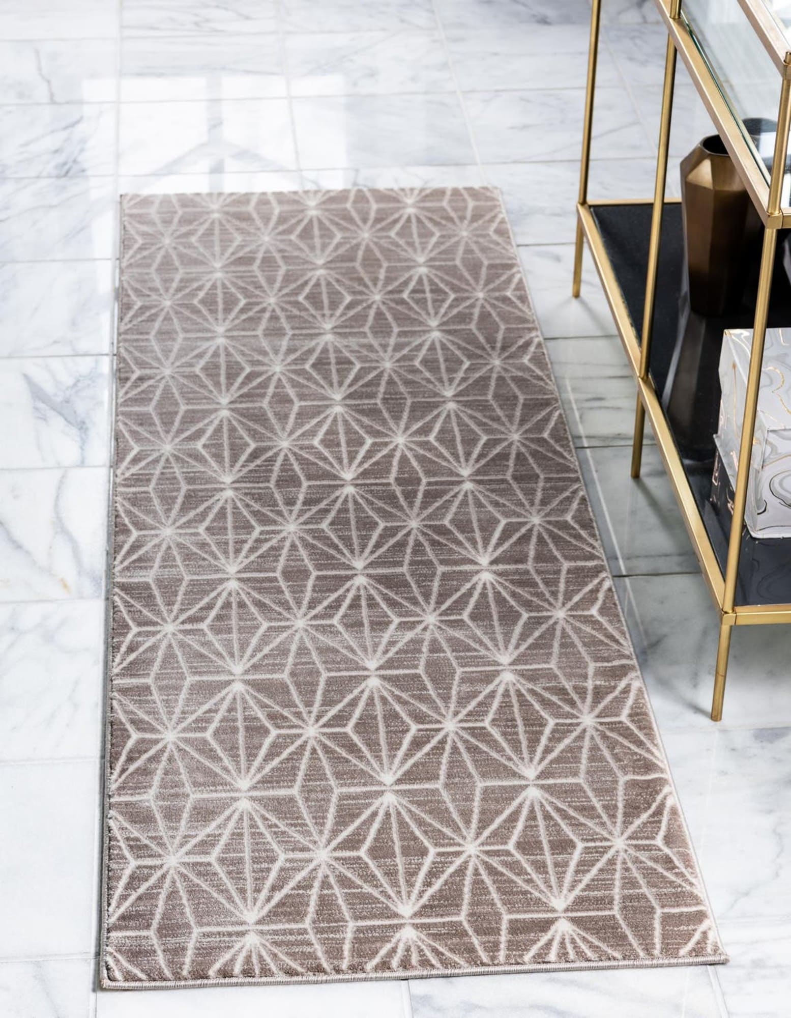 Unique Loom 3186800 Jill Zarin Uptown 3 x 8 (ft) Loomed Polypropylene Brown Rectangular Indoor Geometric Mid-Century Modern Runner
