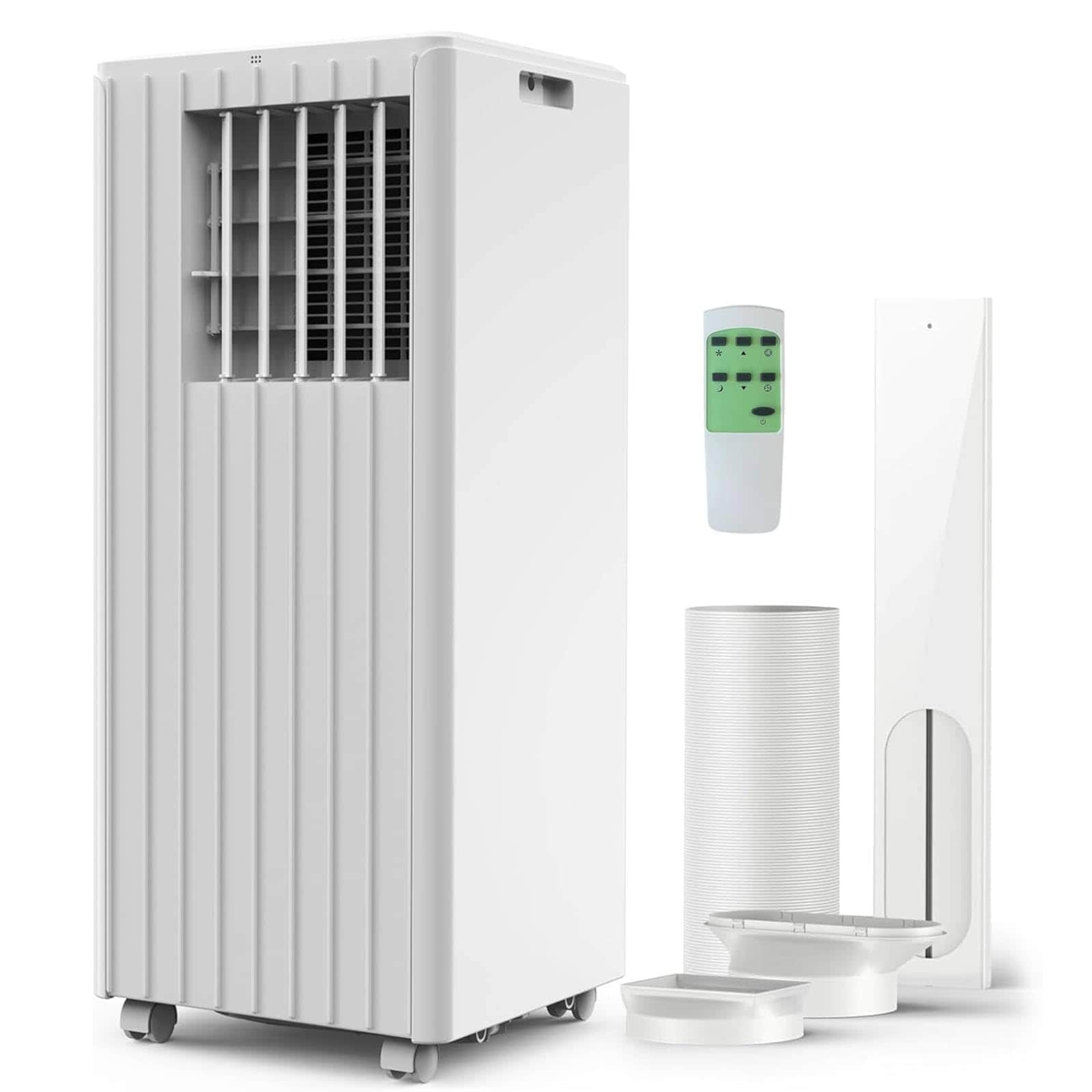 Assile 8000 BTU Portable Air Conditioner 3 in 1 AC Unit with Remote Quiet Fast Cooling for Rooms up to 350 sq ft 24H Timer Sleep Mode Window Kit Included for Bedroom Office