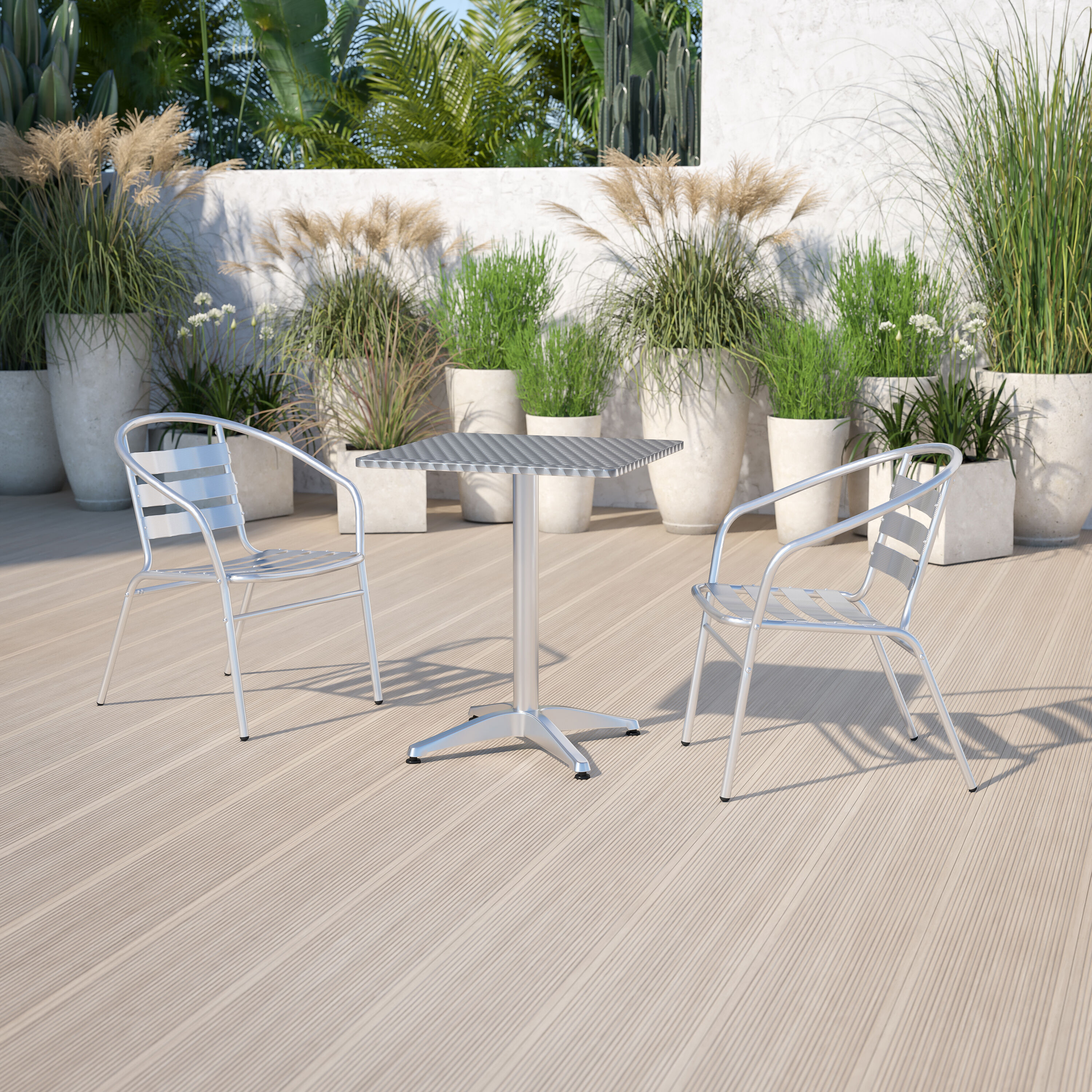 Silver Square Stainless Steel Indoor-Outdoor Dining Table