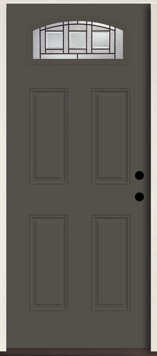 RELIABILT LO963622 Craftsman 36-in x 80-in x 4-5/8-in Fiberglass 1/4 lite Left-hand inswing Thunder Gray Paint Painted Prehung Front Door Insulating core
