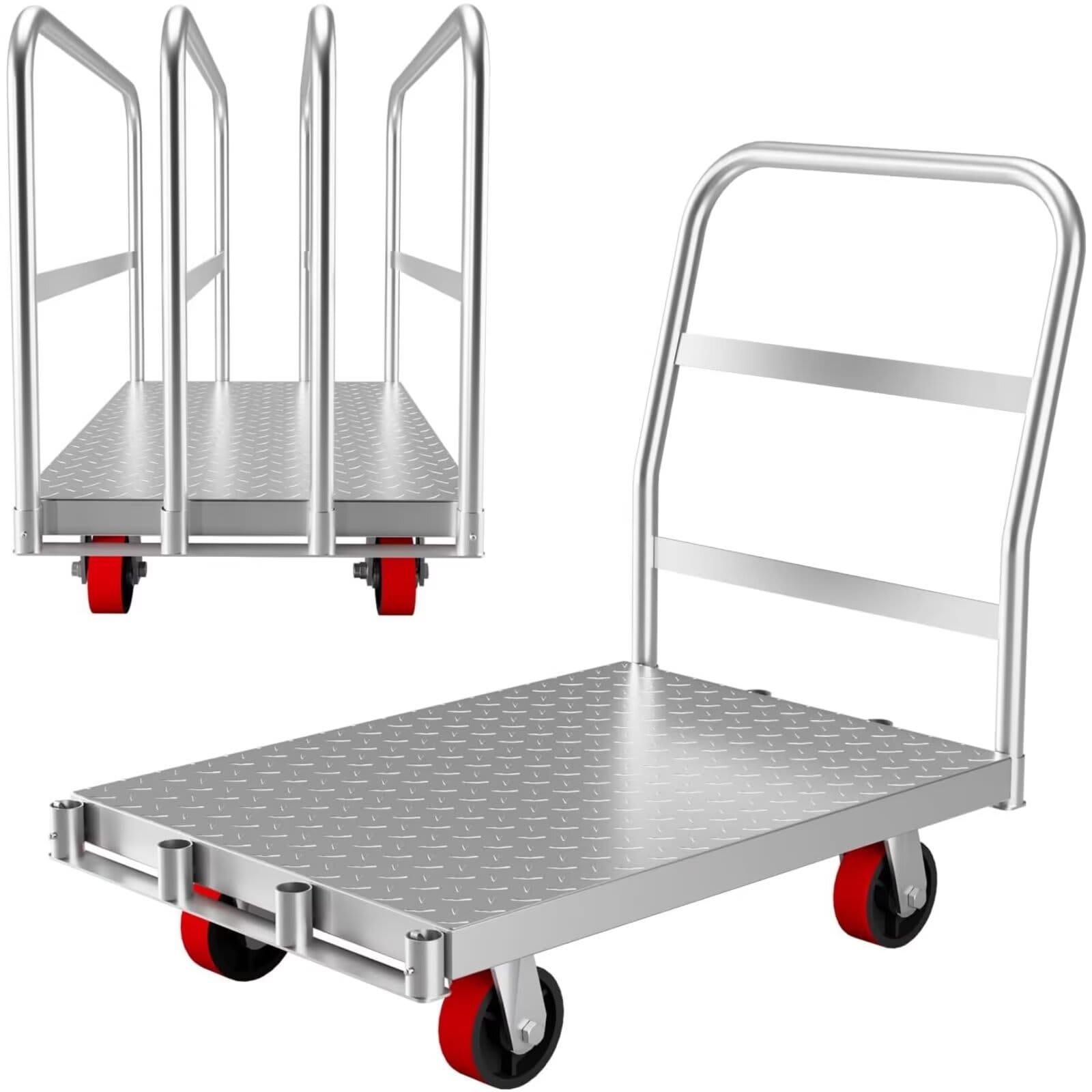 Qeetex 2-in-1 Heavy Duty Panel Truck Cart All Steel Platform Truck with 6 Inch Swivel Wheels Moving Platform Hand Truck with 2000 LBS Capacity for Groceries Garage Warehouse #JXNAG-PHO-161AUT2C