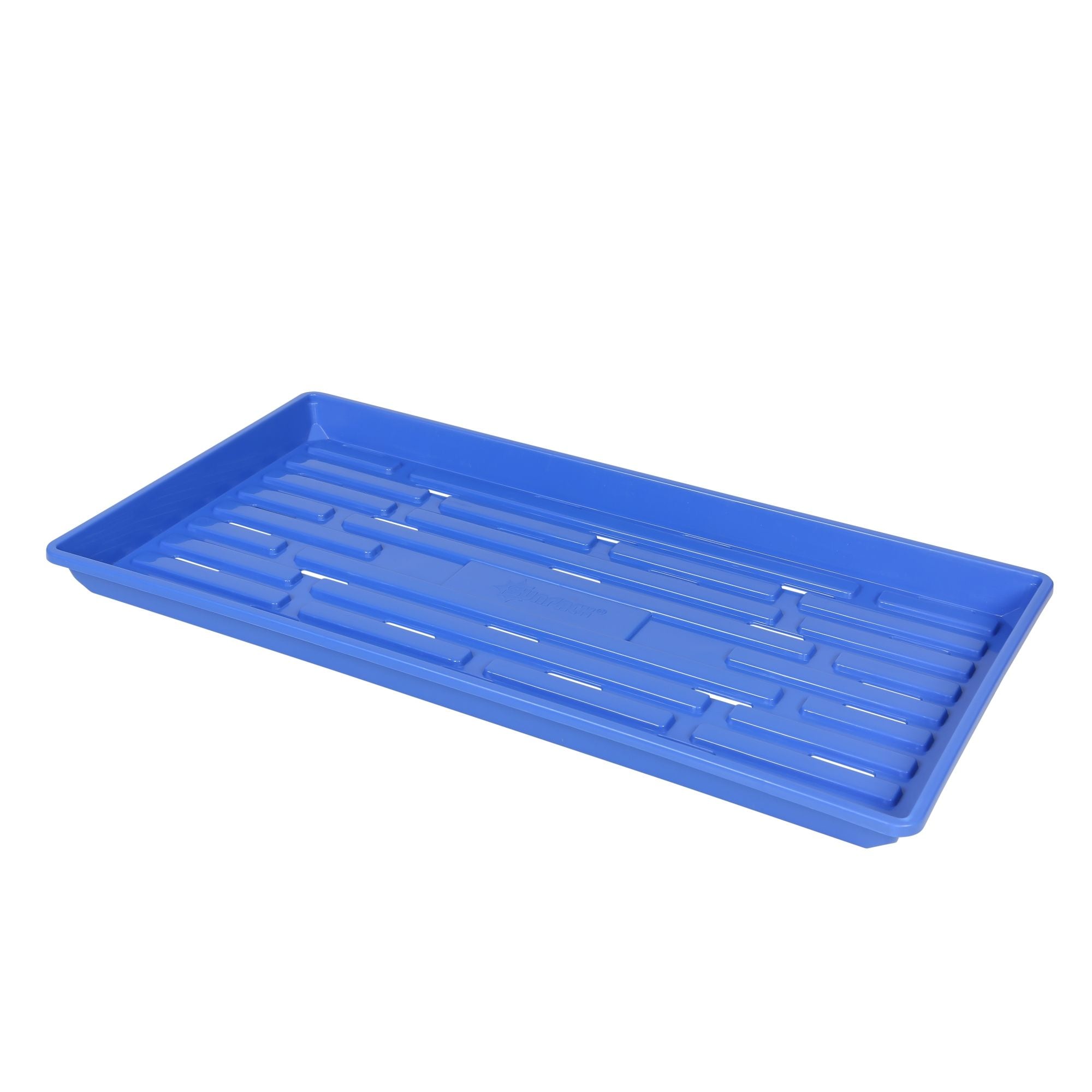 SunPack - 10in x 20in Heavy Duty Shallow Plastic Seed Starting Tray with Drainage Holes- Blue- 1in