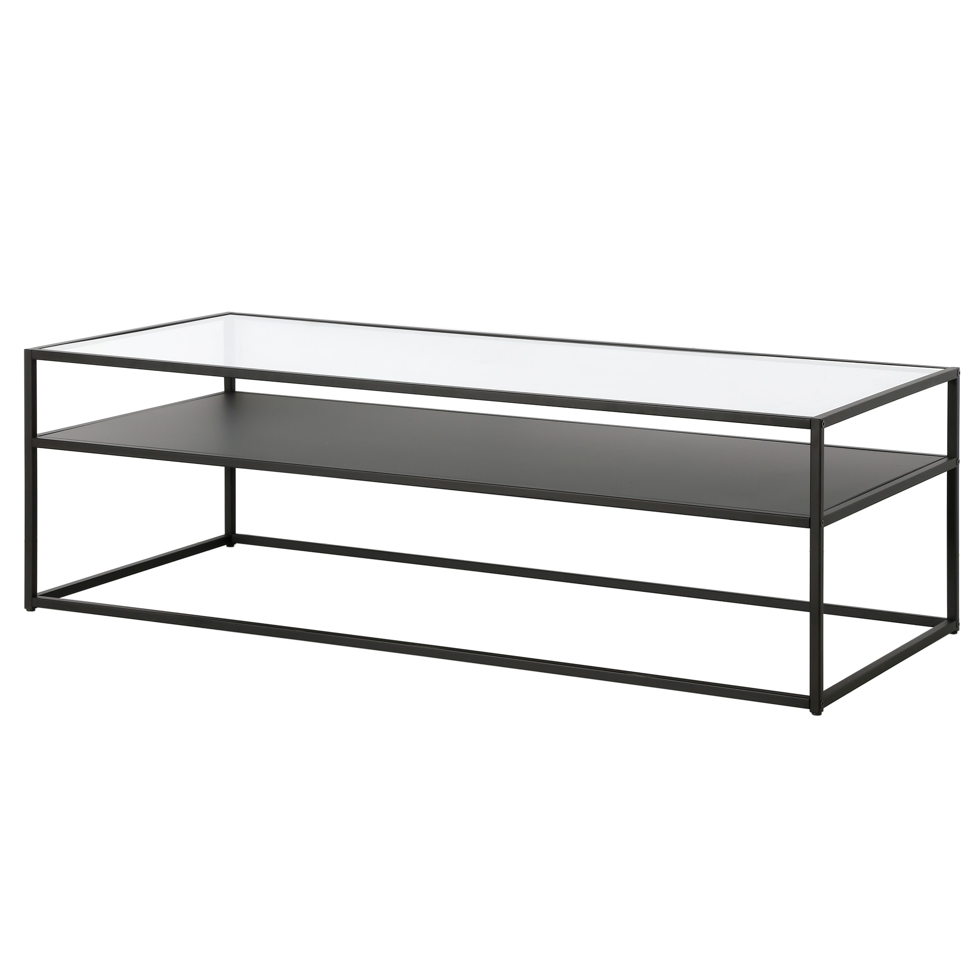 Ada 54'' Wide Blackened Bronze Rectangular Metal & Glass Coffee Table