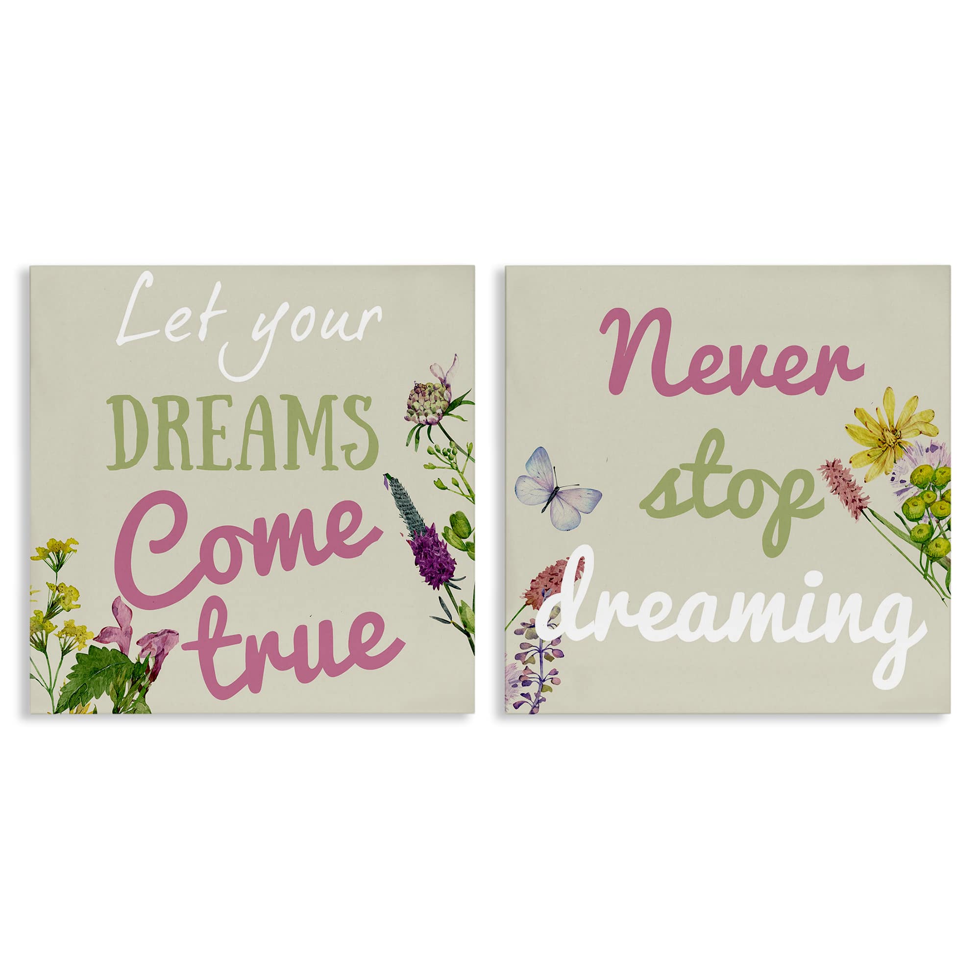 Stupell Industries B2-778-CN-2PC-24X24 Motivational Dream Sentiments 2 Piece Canvas Wall Art Set By Kim Allen 24 x 24