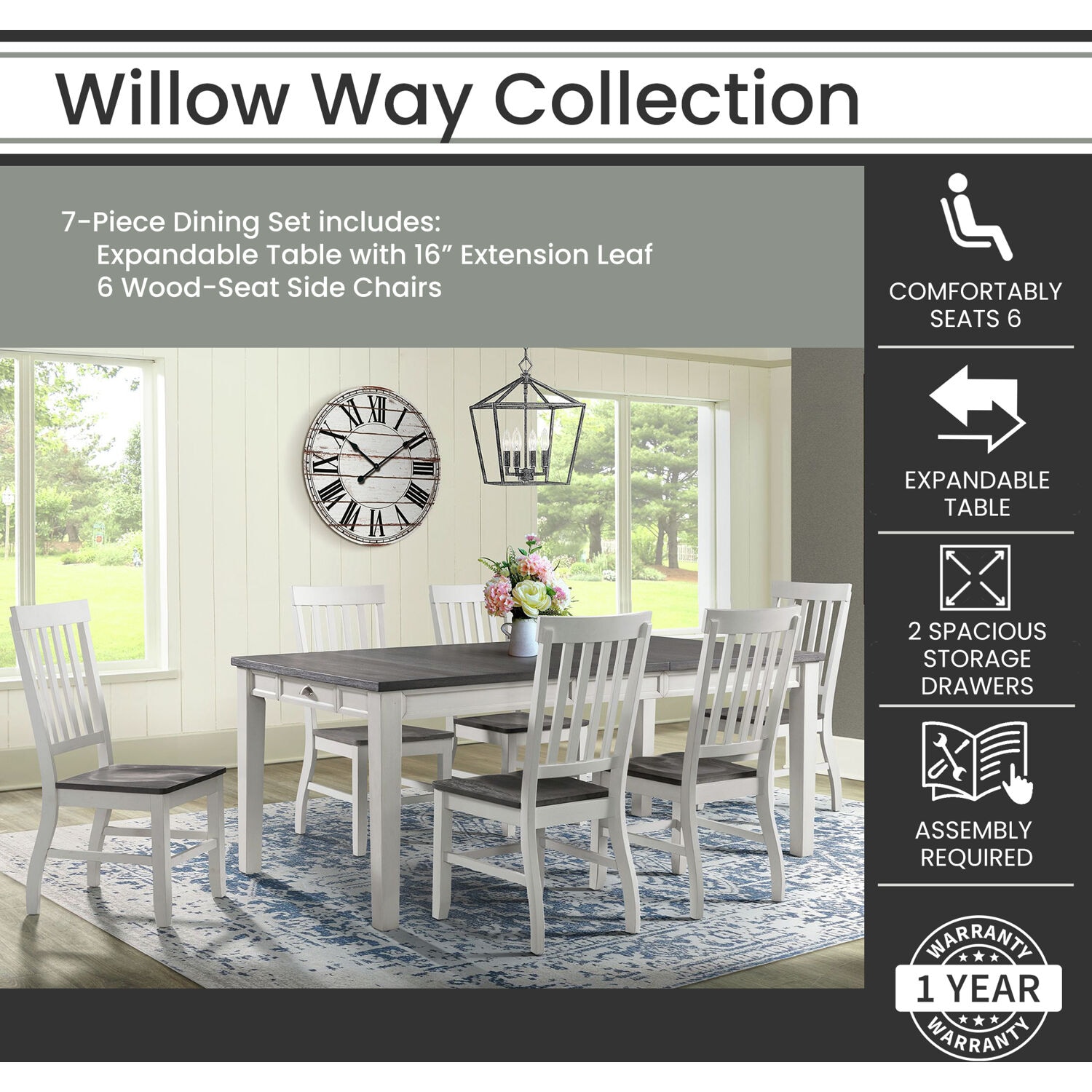 Hanover HDR009-7PC-WH Dining-Sets - View #2