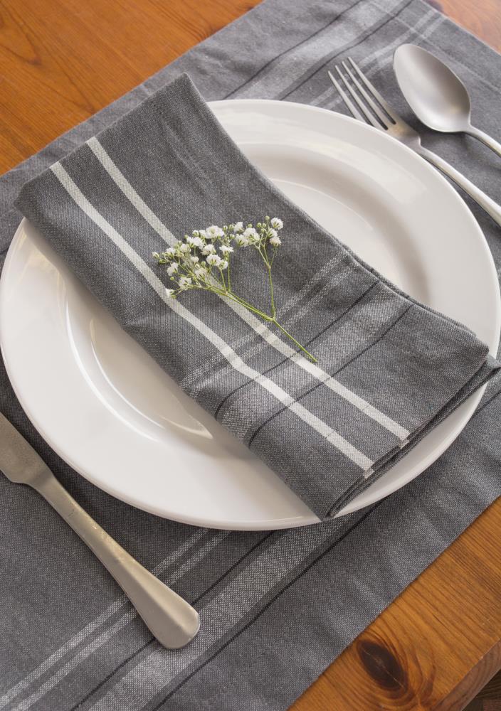 Everyday Casual Prints Assorted Cotton Fabric Napkins Set of 24 - Gray - Elrene Home Fashions