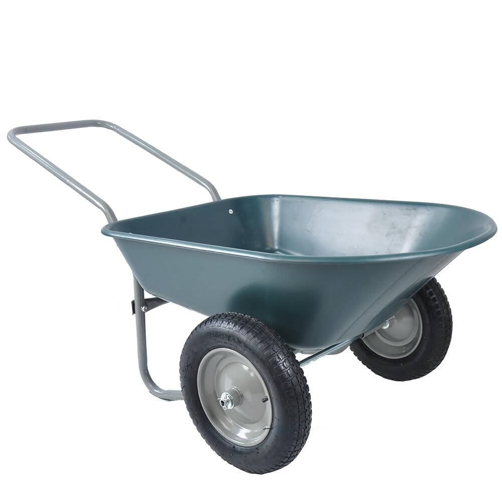 Garden Two Wheeled Trolley with 2 Large 15inch Inflatable Wheels for Outdoor Lawn Yard Farm Ranch