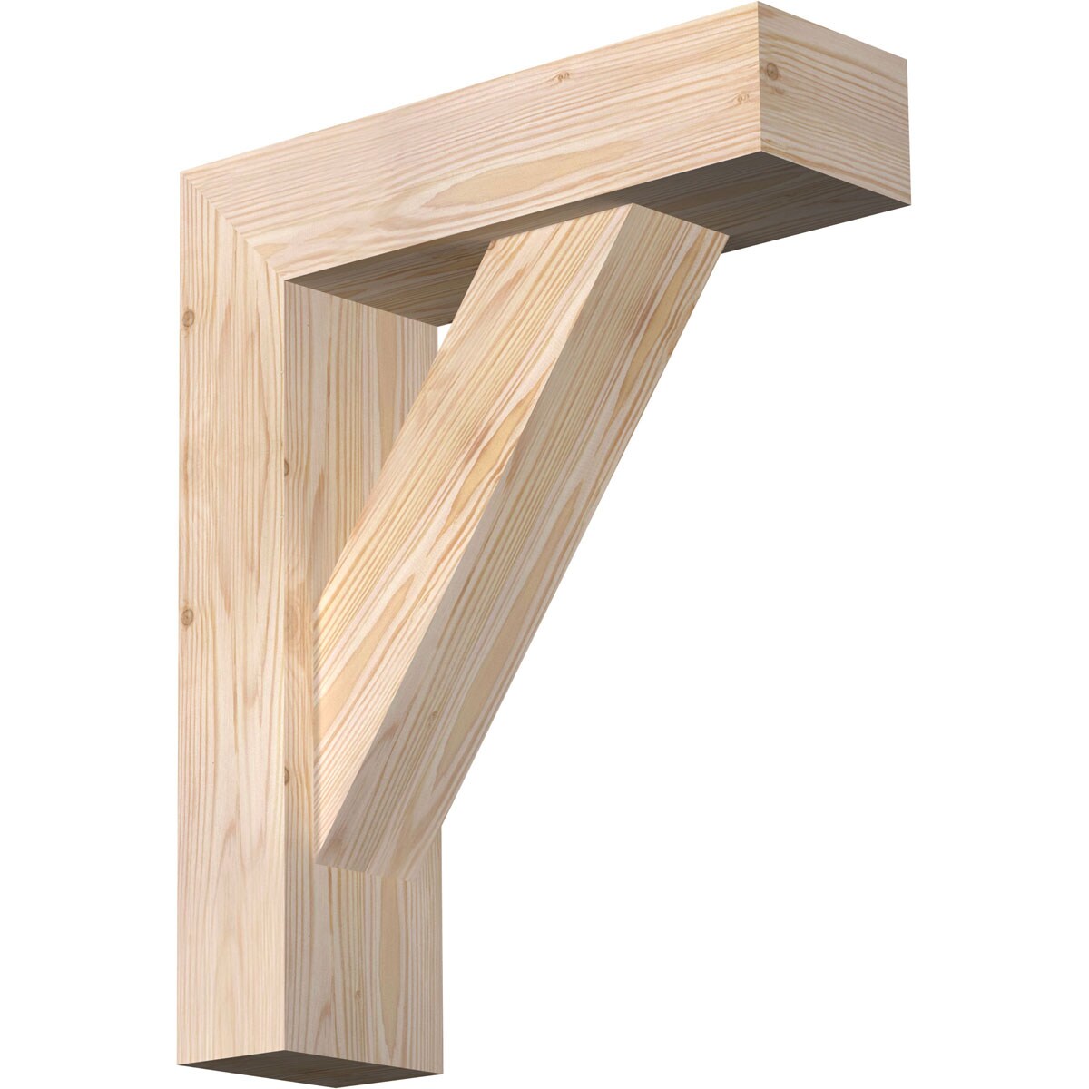 Ekena Millwork 1465035 Traditional block smooth bracket with offset brace Douglas Fir Wood Standard Bracket