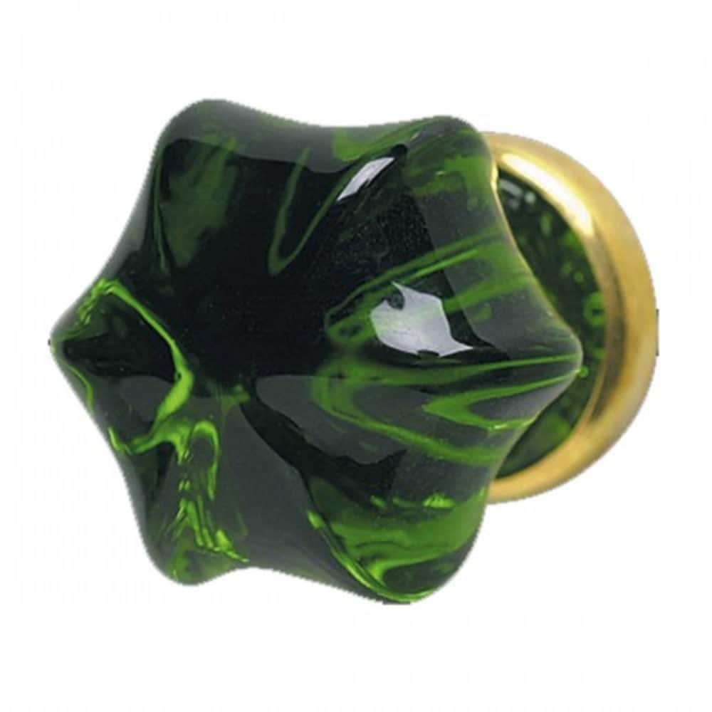 RENOVATORS SUPPLY MANUFACTURING 11045 Category: Cabinet Hardware Accessories Polished Green Green Glass with Brass Edge Cabinet hardware kit