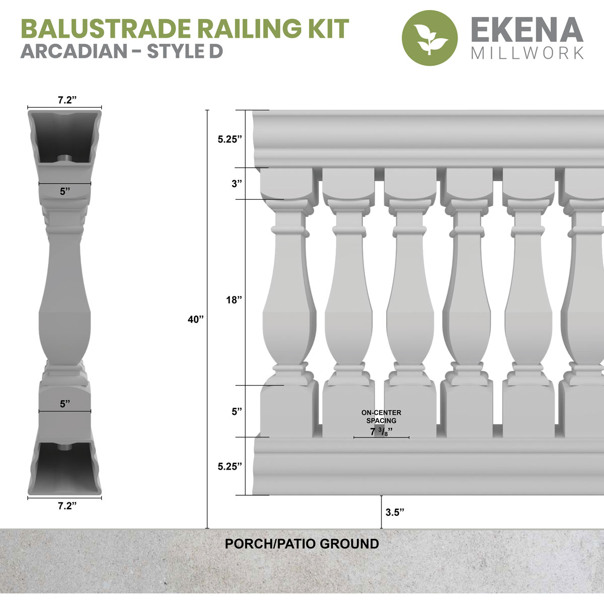 Ekena Millwork BALK40X024ACD railings - View #2