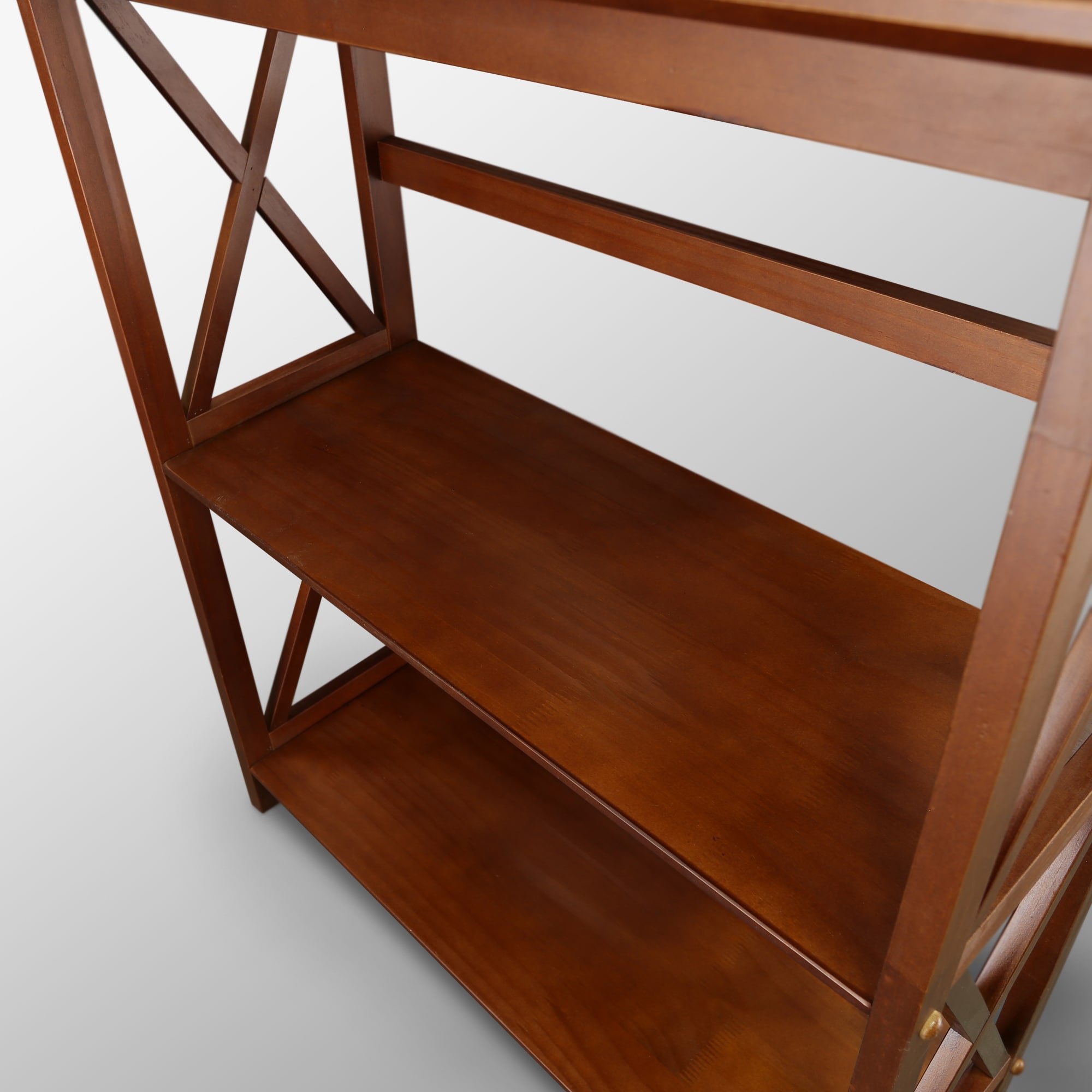 Contemporary Walnut Wood Bookcase with X-Design Doors