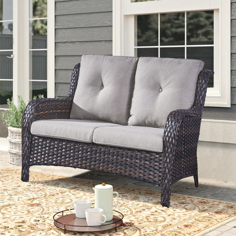 Gray best sale wicker loveseat