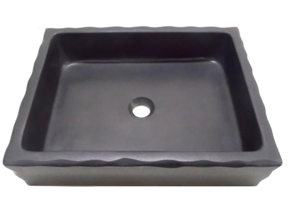 Eden Bath 20'' Black Stone Rectangular Vessel Sink