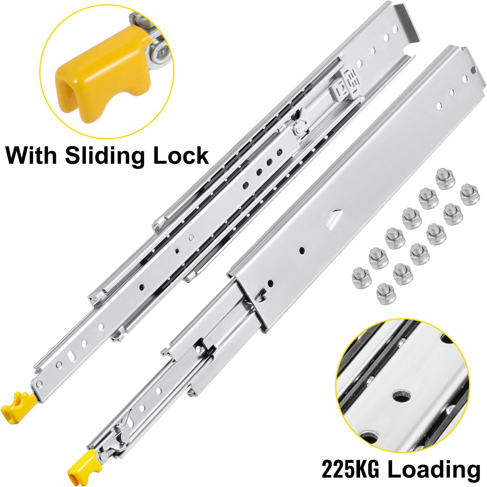 VEVOR SDSSSCTD26500TQRGV0 26-in Side Mount 500-lb Load Capacity Silver Drawer Slide 2 -Pieces