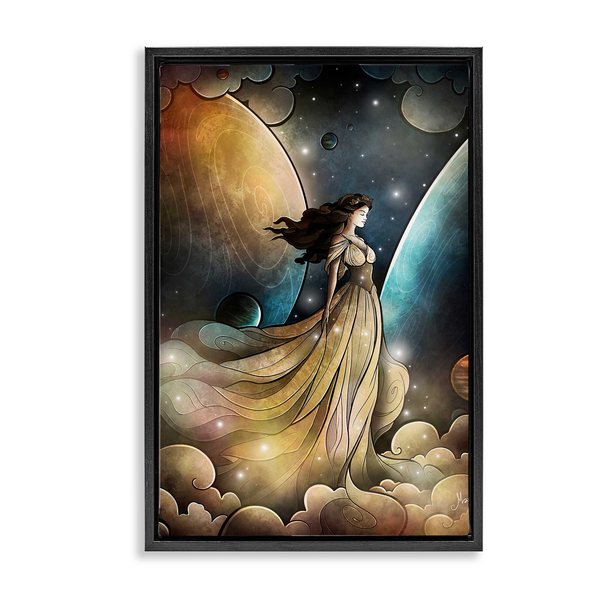 Stupell Industries BS-991-FFB-16X24 Heir of Heaven Portrait Black Framed Floater Canvas Wall Art By Mandie Manzano 17 x 25