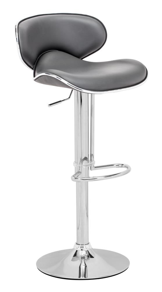 Zuo Modern 300138 Fly Gray 24.8-in H Adjustable Height Counter height Upholstered Swivel Metal Bar Stool and Back