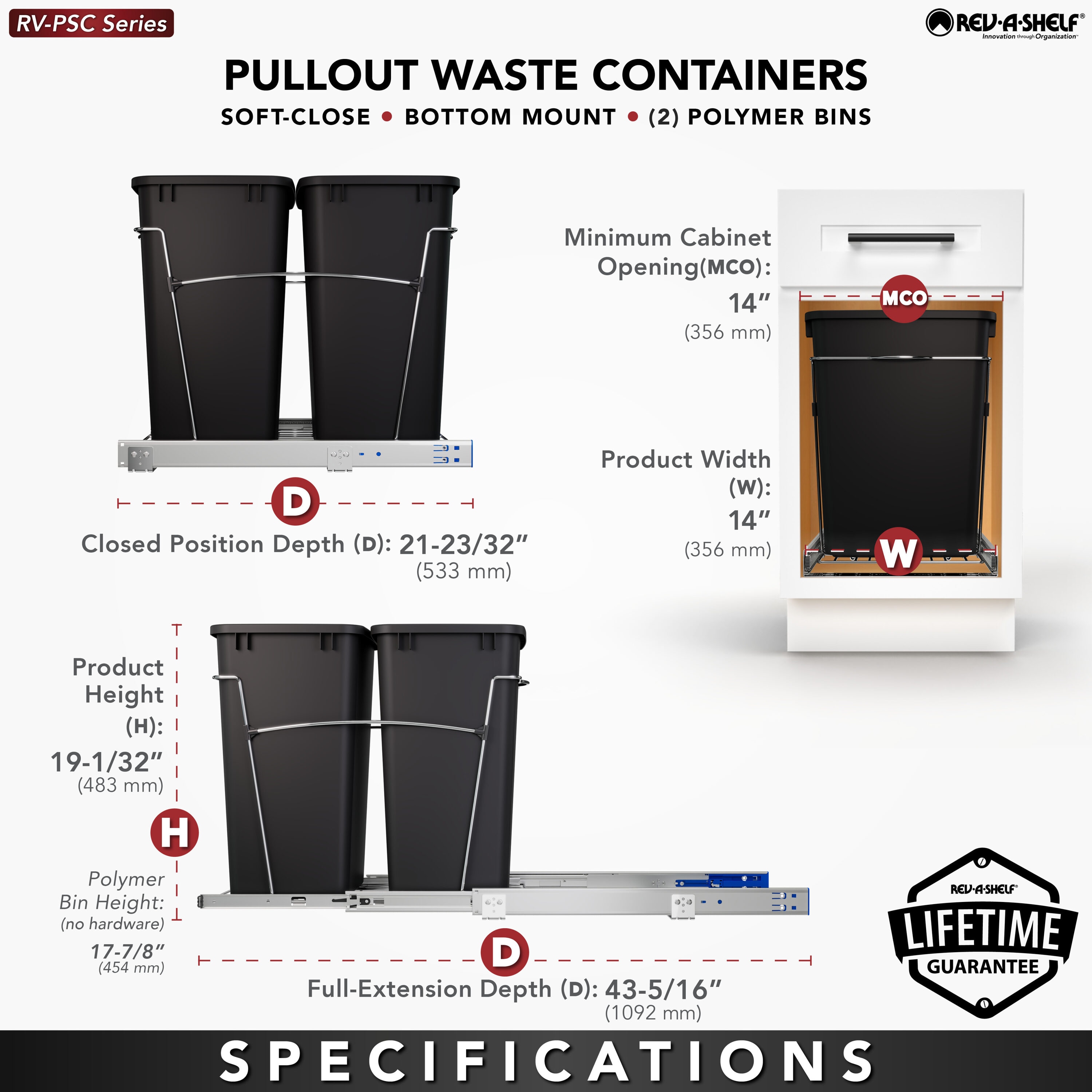 Rev-A-Shelf RV-18PSC-18-5 Pullout-Trash-Cans - View #12