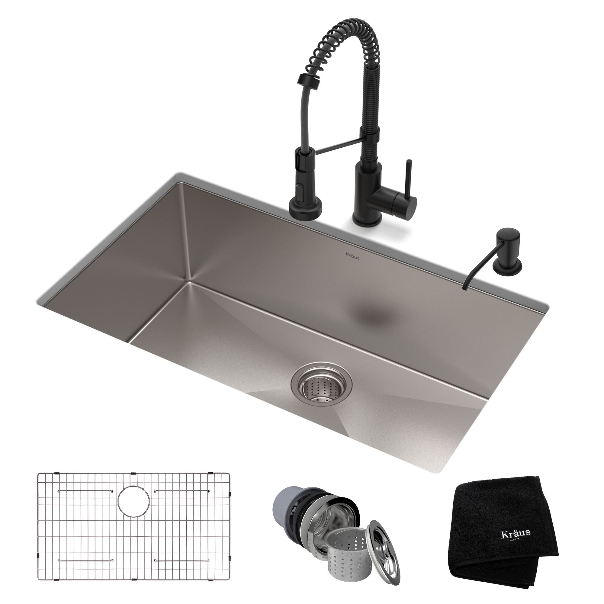 Kraus KWU100-23L 23 in. Kore Undermount Workstation Stainless Steel Single Bowl Laundry Utility Kitchen Sink with Accessories - 16 Gauge