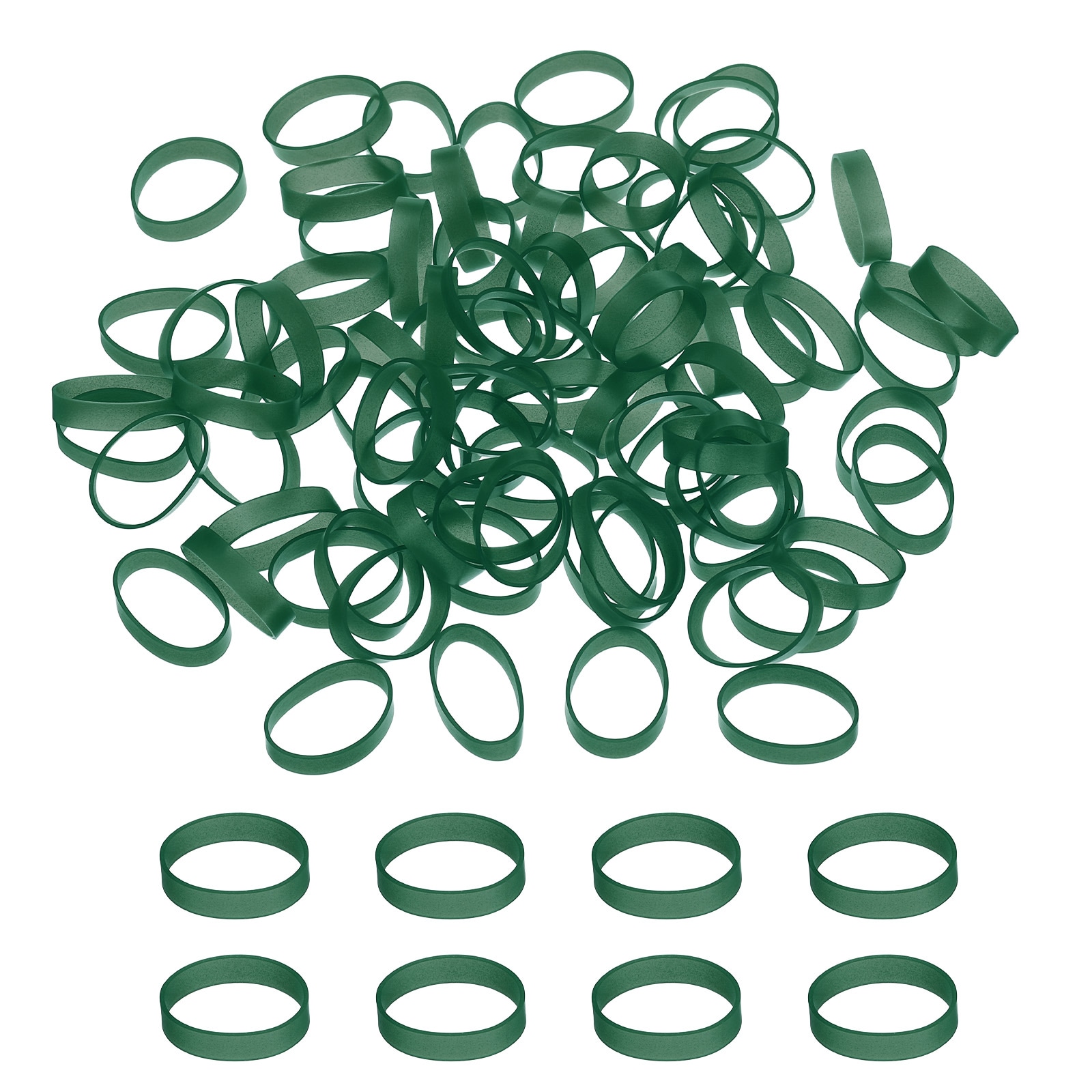 PATIKIL Silicone Rubber Bands Cable Ties 1.1in 80pcs Flat Rubber Elastic Band for Office Supplies Home Cord Wrapping Dark Green