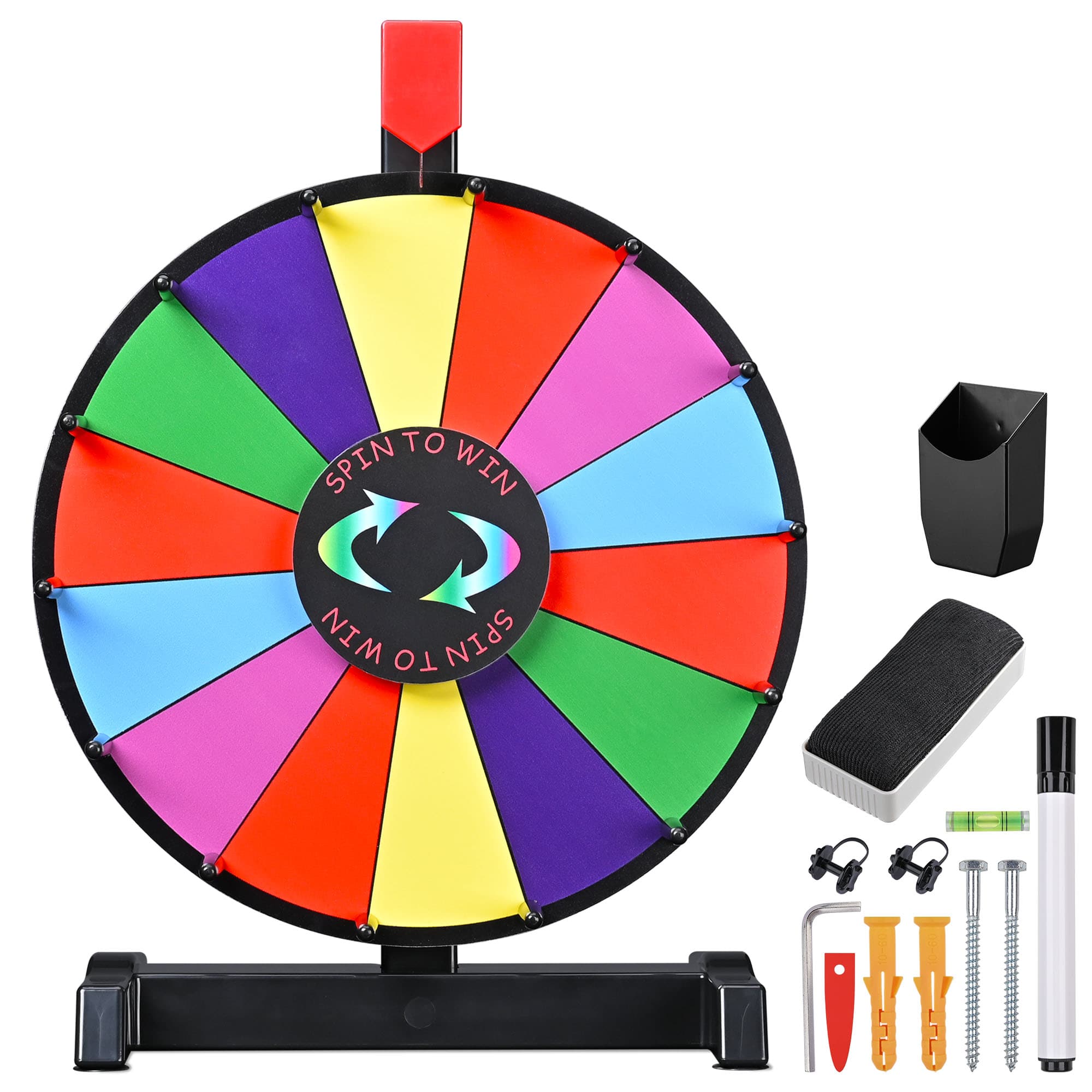 Yescom 35PRW001-12IN-BK-LO WinSpin 12IN Editable Color Prize Wheel Wall Mounted Tabletop 14 Slots Spinning Wheel for Tradeshow Home
