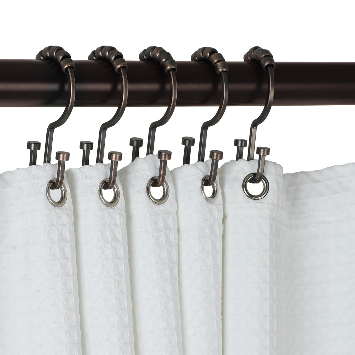 Set of 12 Heavy Duty Roller Shower Curtain Rings Oil Rubbed Bronze Clipperton RollerRings® 
