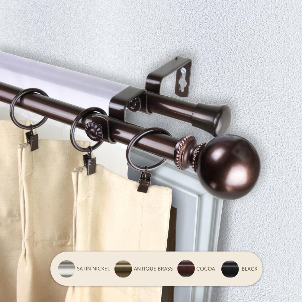 Hart & Harlow L4783-667 13/16-in Parker 66-in to 120-in Cocoa Steel Double curtain rod with Finials