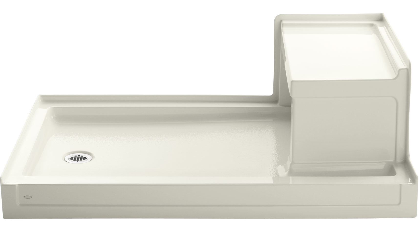 1979-96 Tresham 36.0-in W x 60.0-in L Biscuit Rectangle Shower Pan Base with 21.125-in H Threshold (Left Drain)