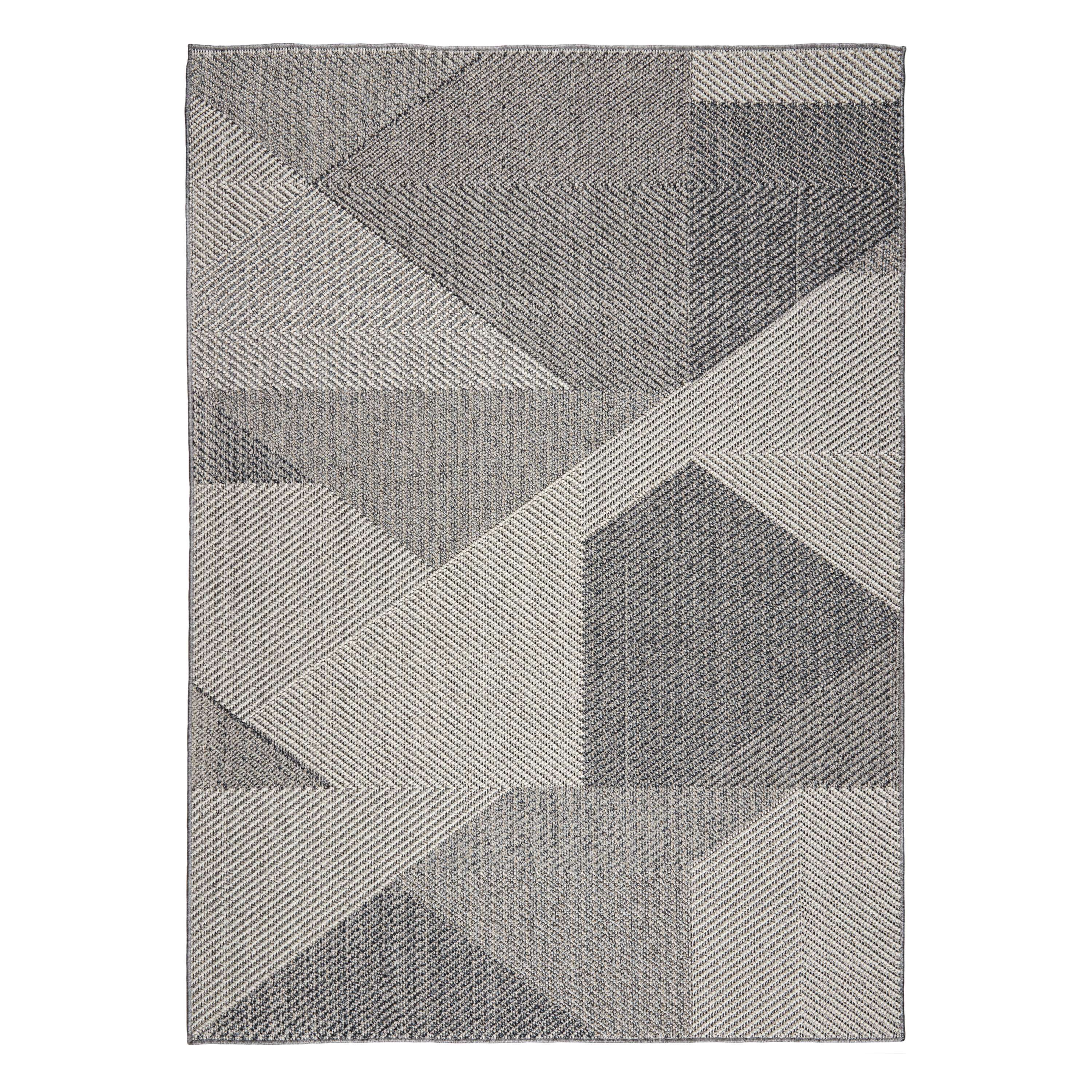 Obeetee RST67942050GRY Resort 6 x 9 (ft) Flatweave Polypropylene Gray Rectangular Indoor/Outdoor Abstract Area rug
