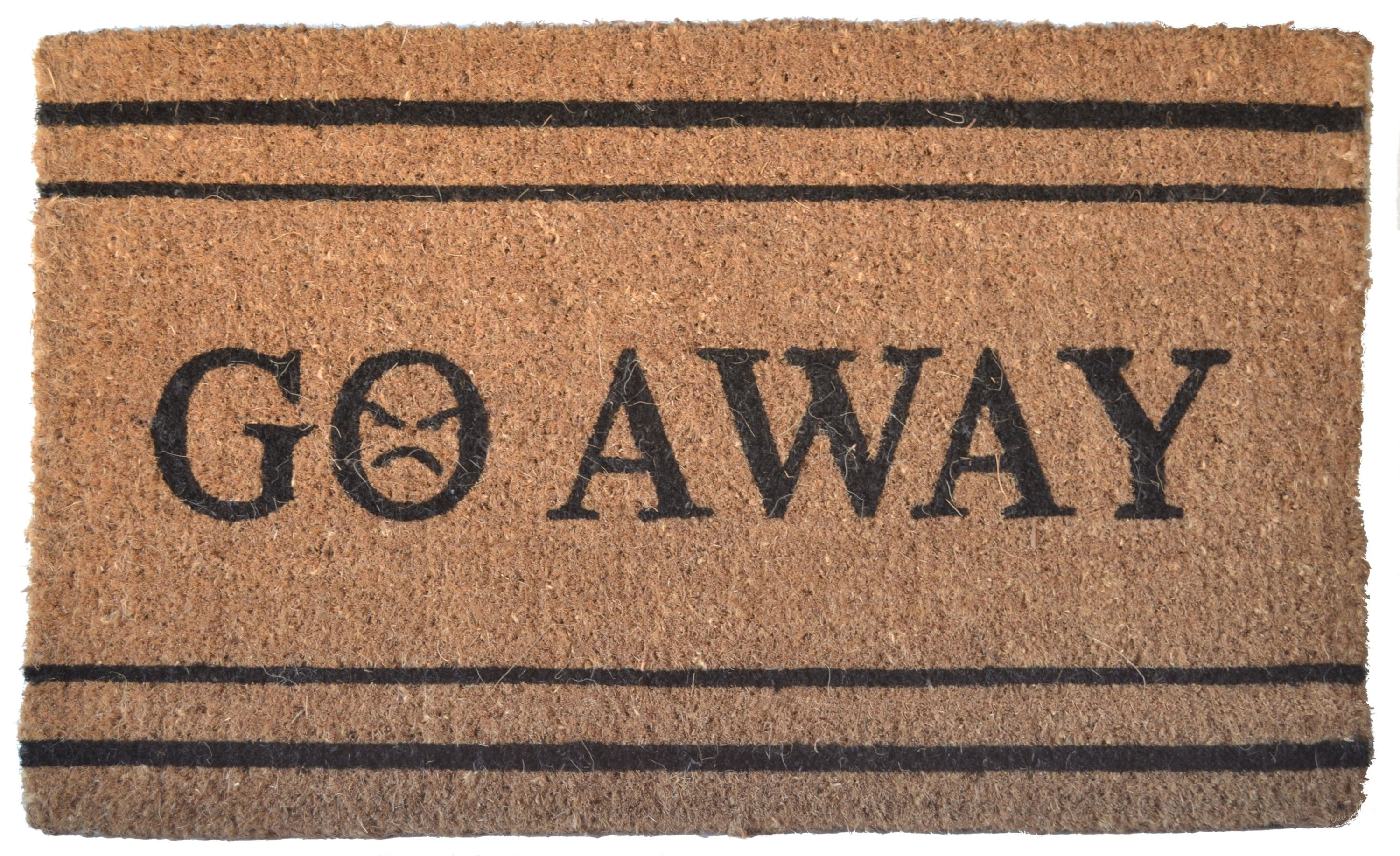 Imports Decor 320BCM Brown and black Coir Rectangular Outdoor Decorative Funny Door mat