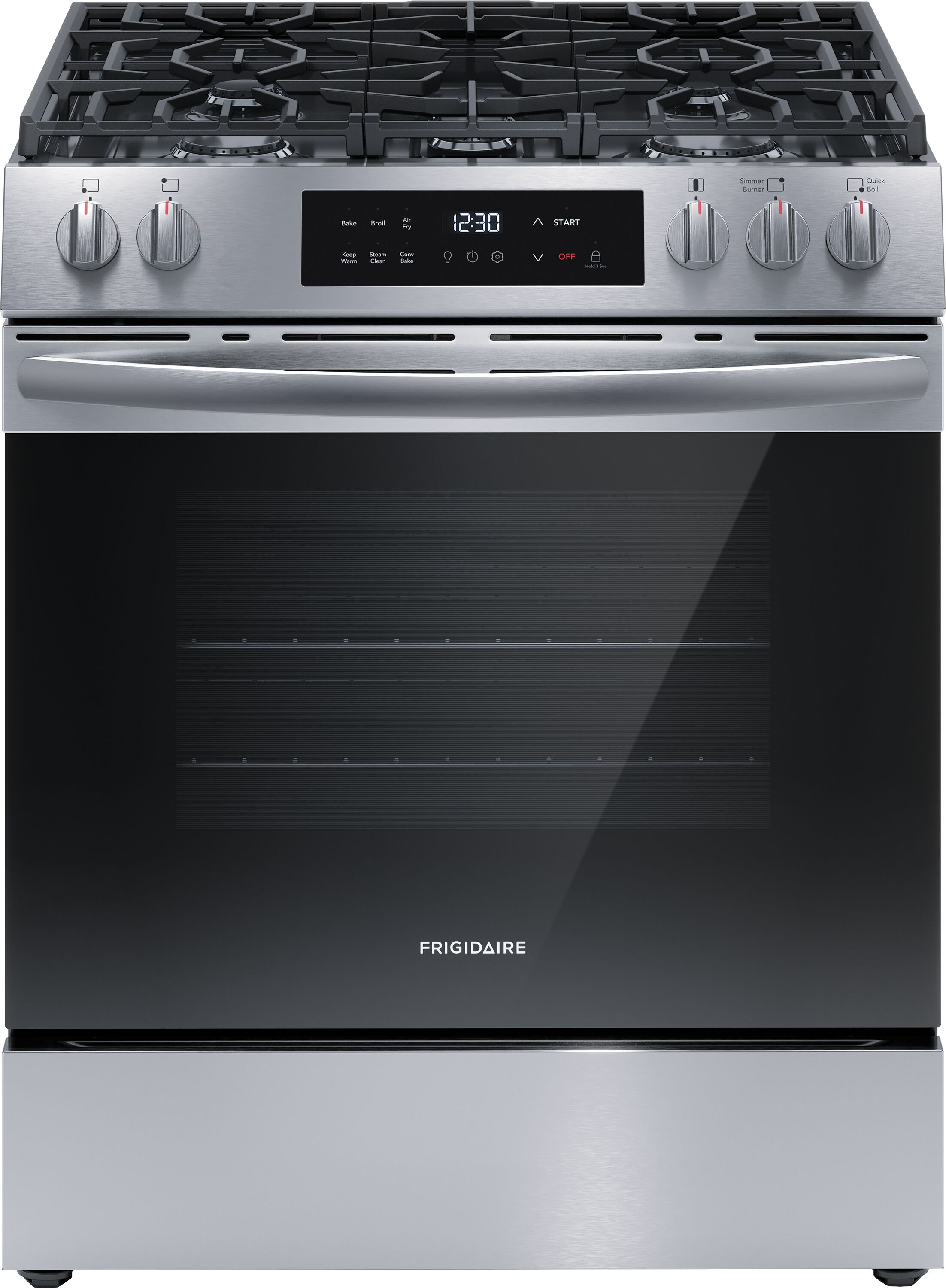 Frigidaire 30-in 5 burners 5.1-cu ft Air Fry Convection Oven Freestanding Natural Gas Range ( Stainless Steel )
