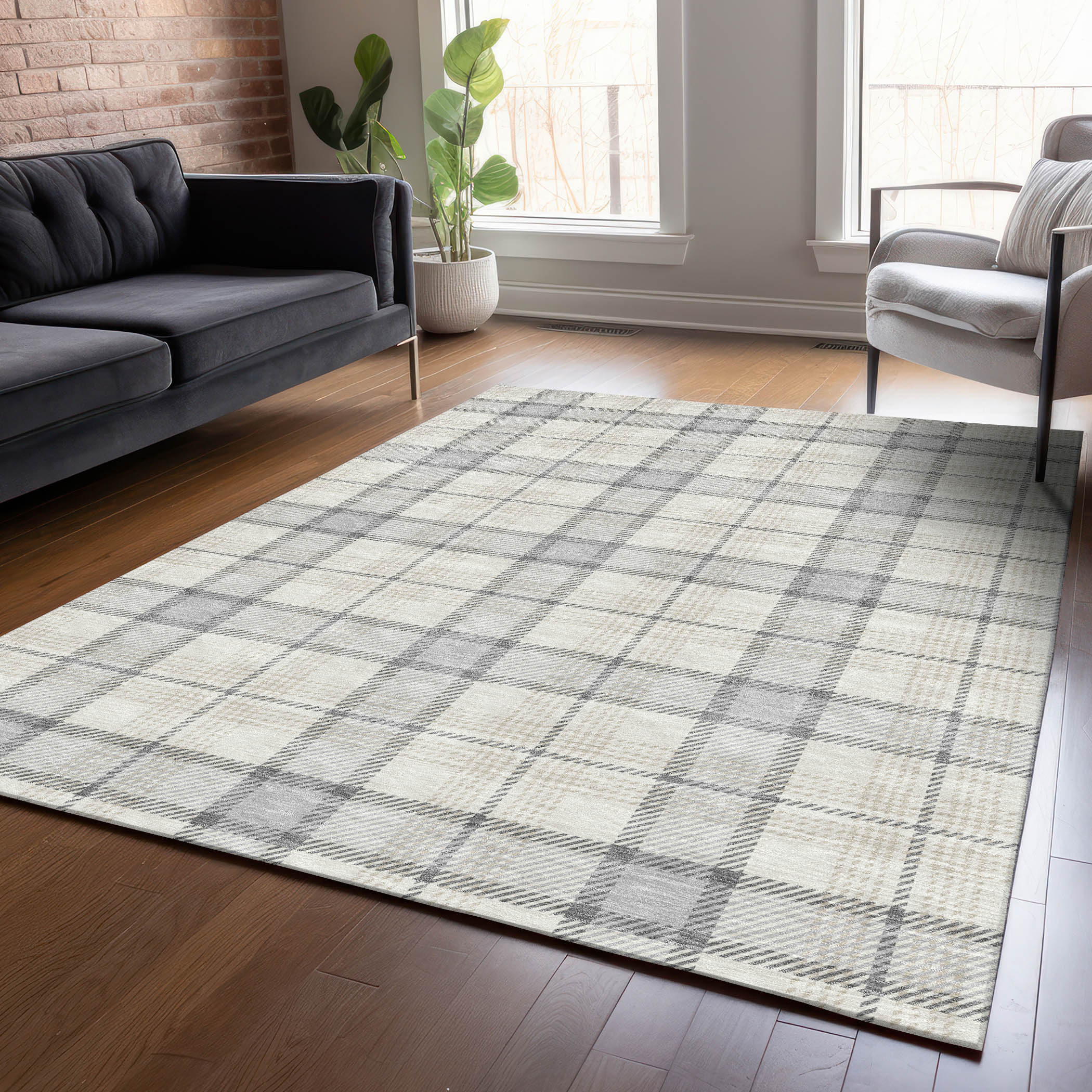 Addison Rugs ACN1052SV30X46 Chantille ACN1052SV 2 x 3 (ft) Polyester Silver Rectangular Indoor/Outdoor Geometric Machine washable Area rug