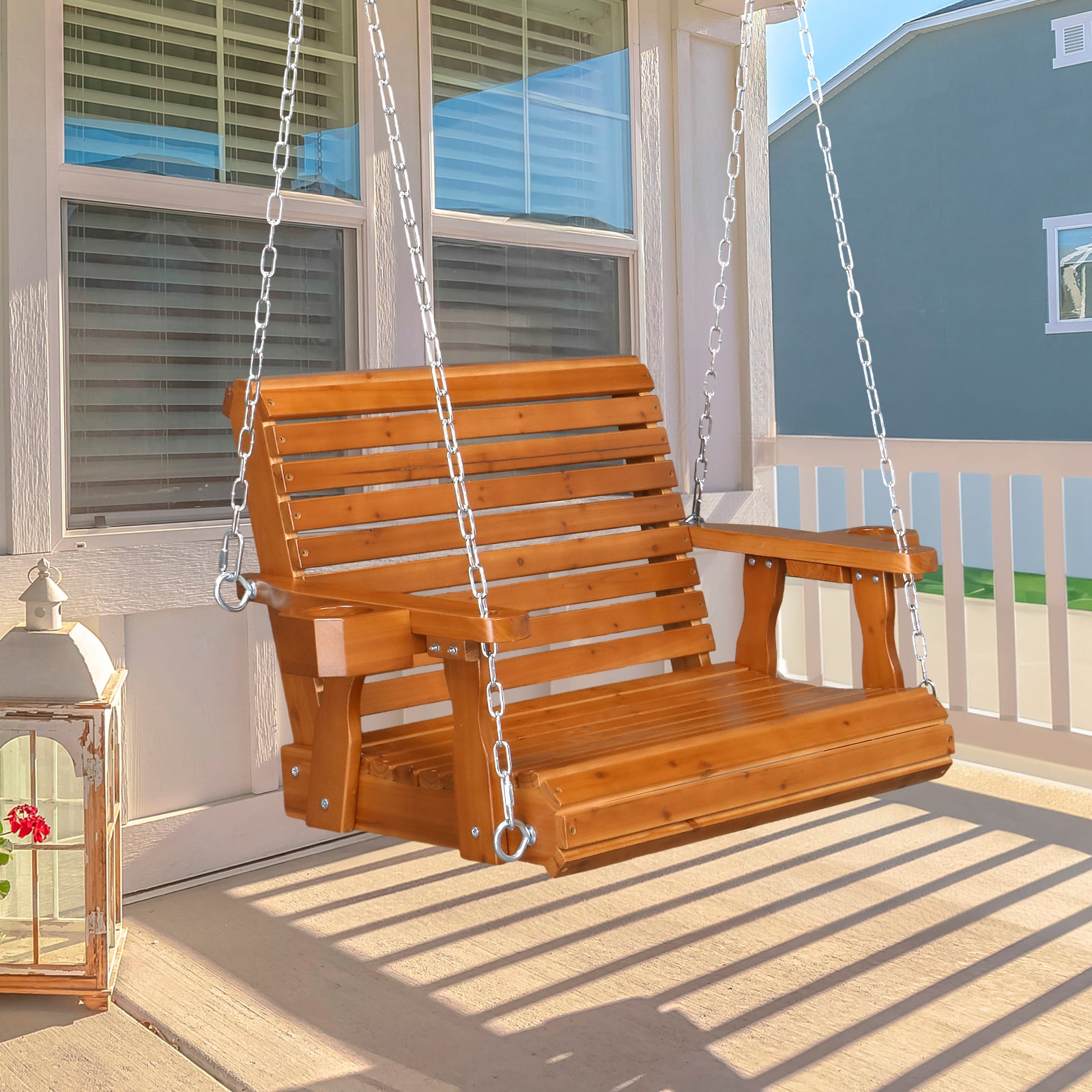 Winado LO1G57000620 Swing 1 -person Brown Wood Outdoor Swing