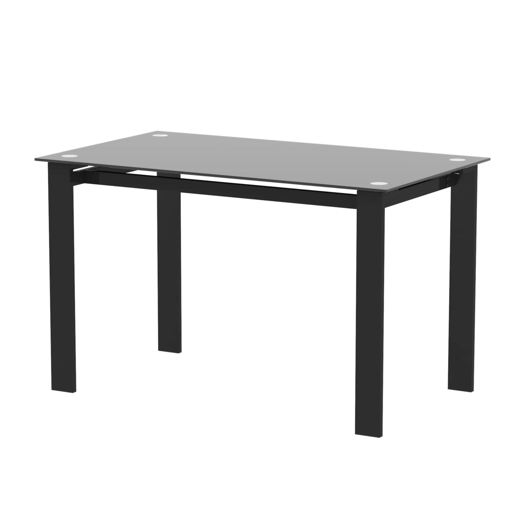Siavonce XH38519 Black Casual Dining Table, Glass top with Black Iron 52.00-in L x 29.50-in H