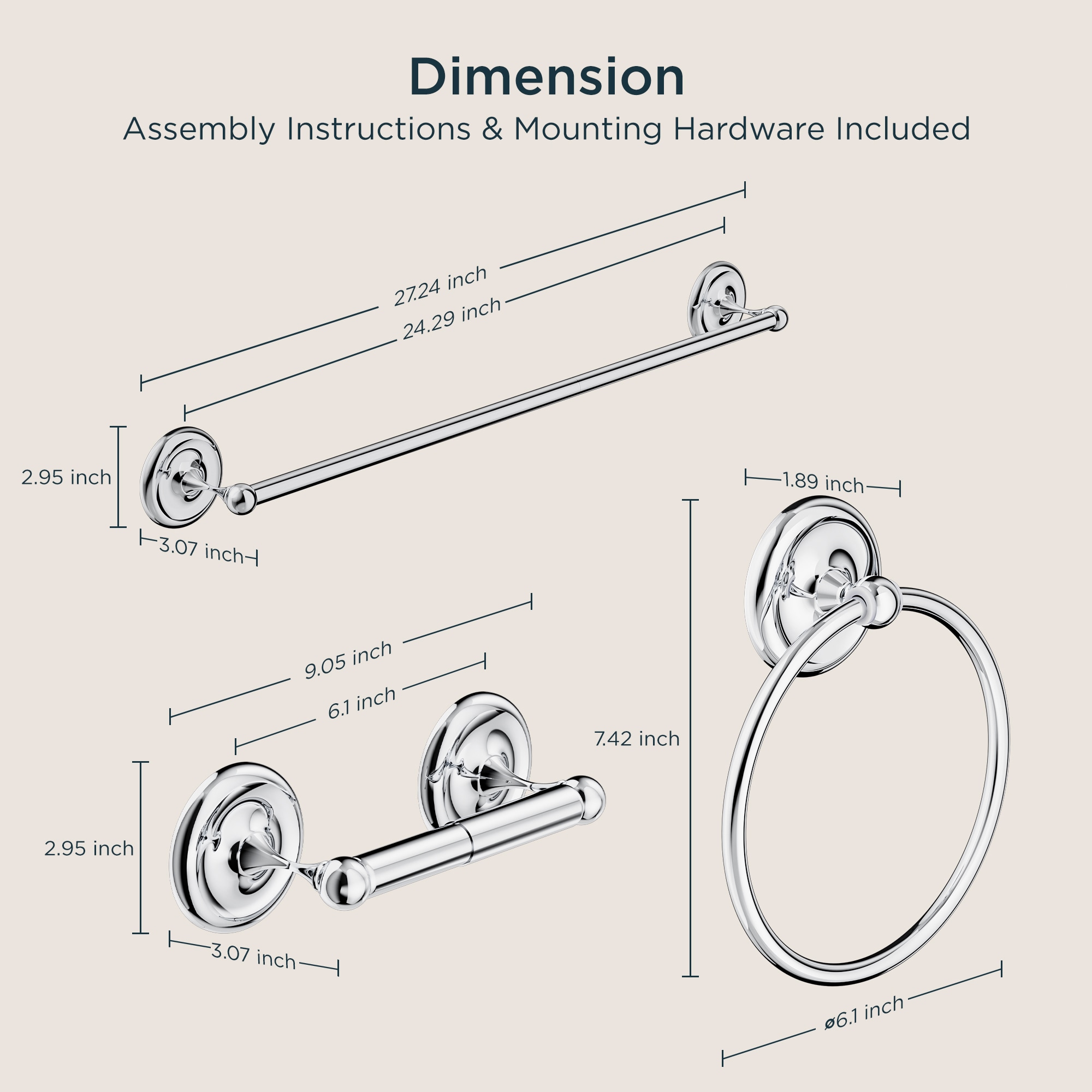 FORIOUS LL19101CH3A Decorative-Bath-Hardware-Kits - View #5