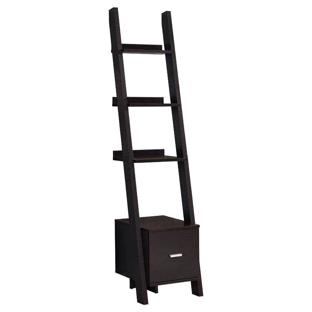 HomeRoots 332947 Jasmine Cappuccino Recycled Paperboard 4-Shelf Ladder Bookcase (16.75-in W x 69-in H x 16.5-in D)