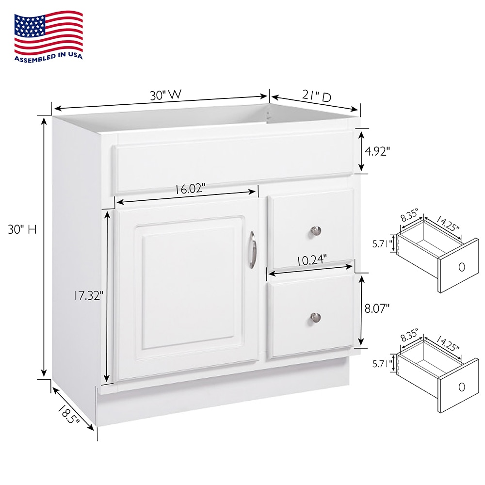 Concord 30-Inch White Pine Bathroom Vanity Cabinet