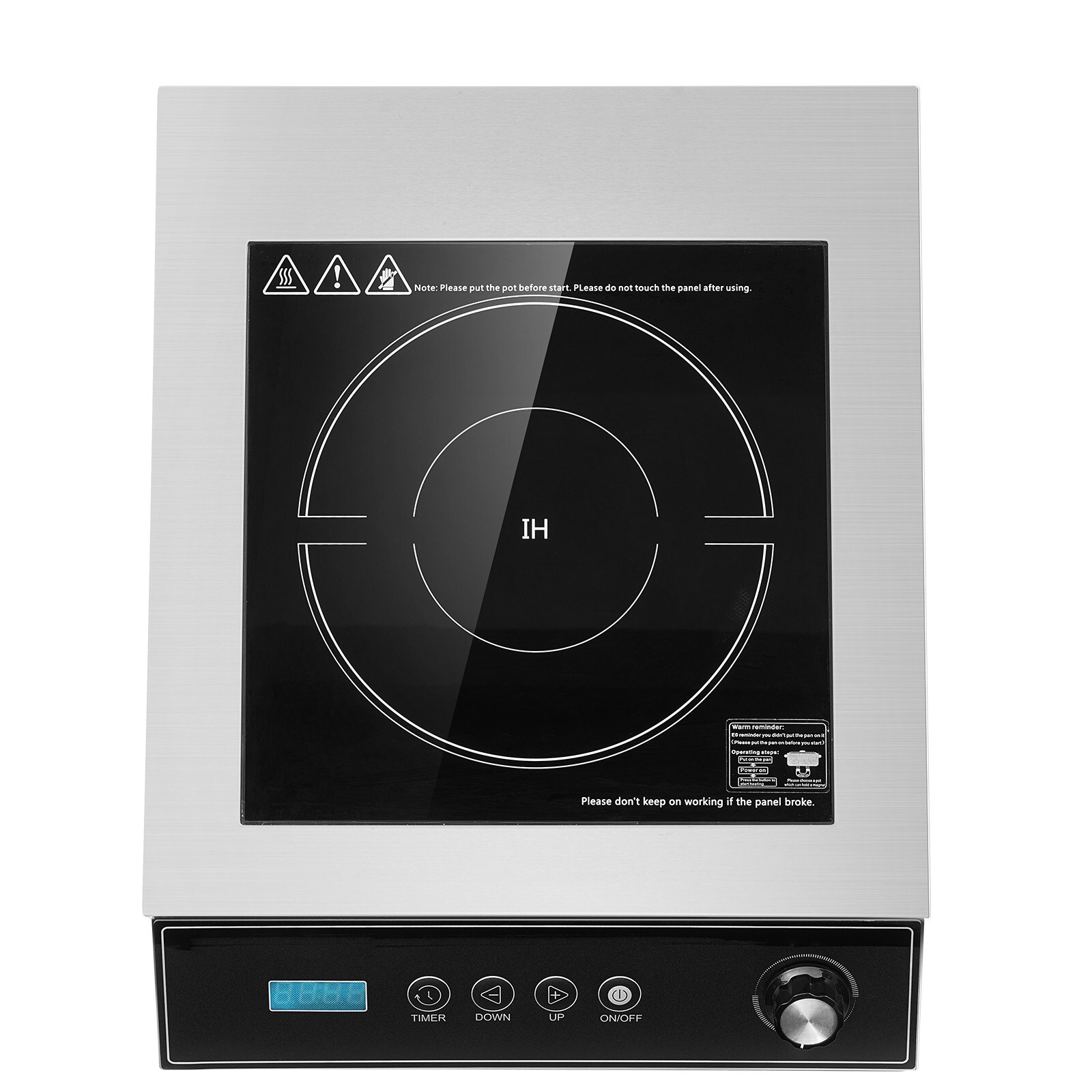 VEVOR SCSYDGLKTMSD06340V7 Portable Induction Cooktop 5000W Commercial Induction Burner with 16 Temperature Settings Stainless Steel Countertop Induction Hot Plate with 4H Timer Child Lock for Restaurant Cooking