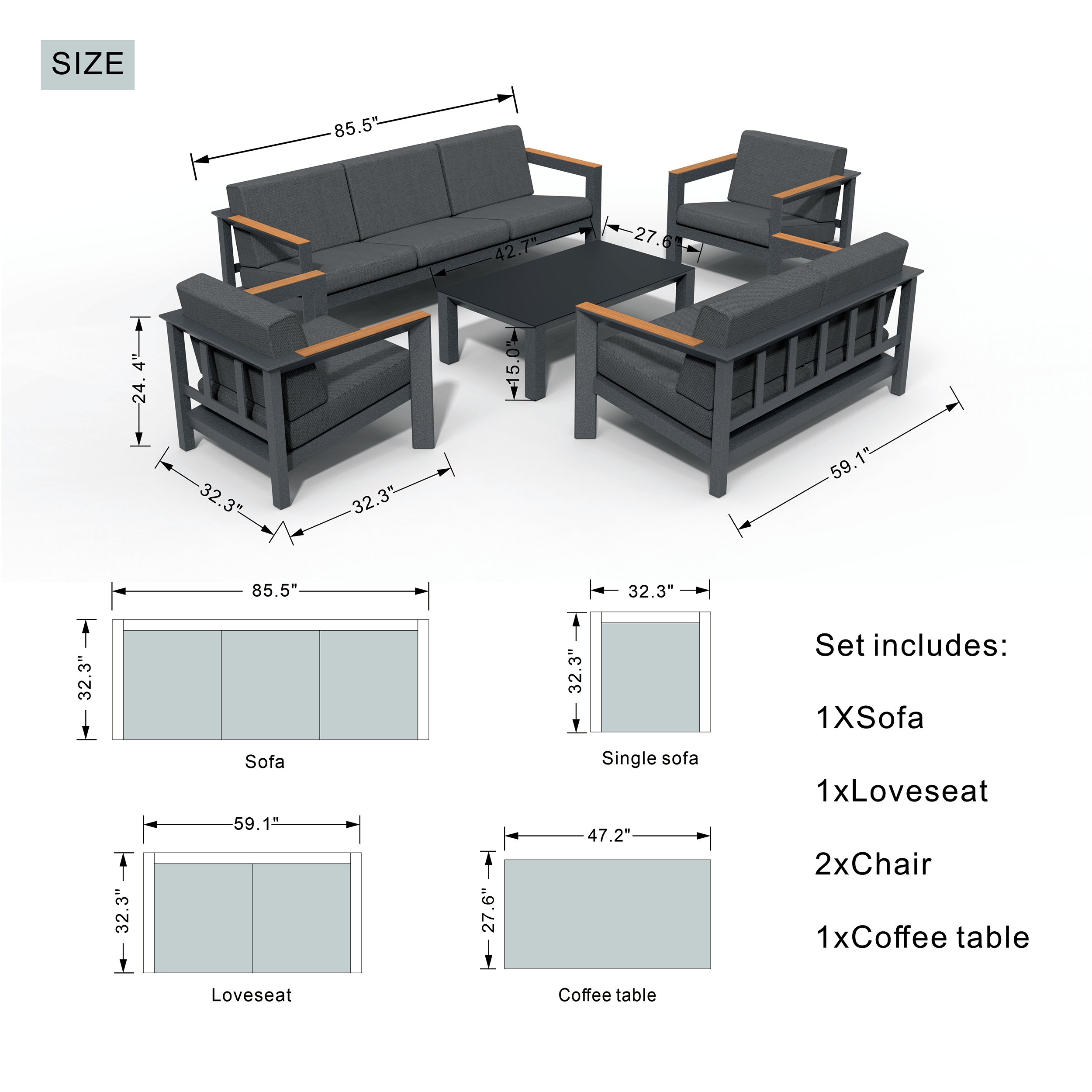Moda Furnishings MOS-232632 Patio-Conversation-Sets - View #2