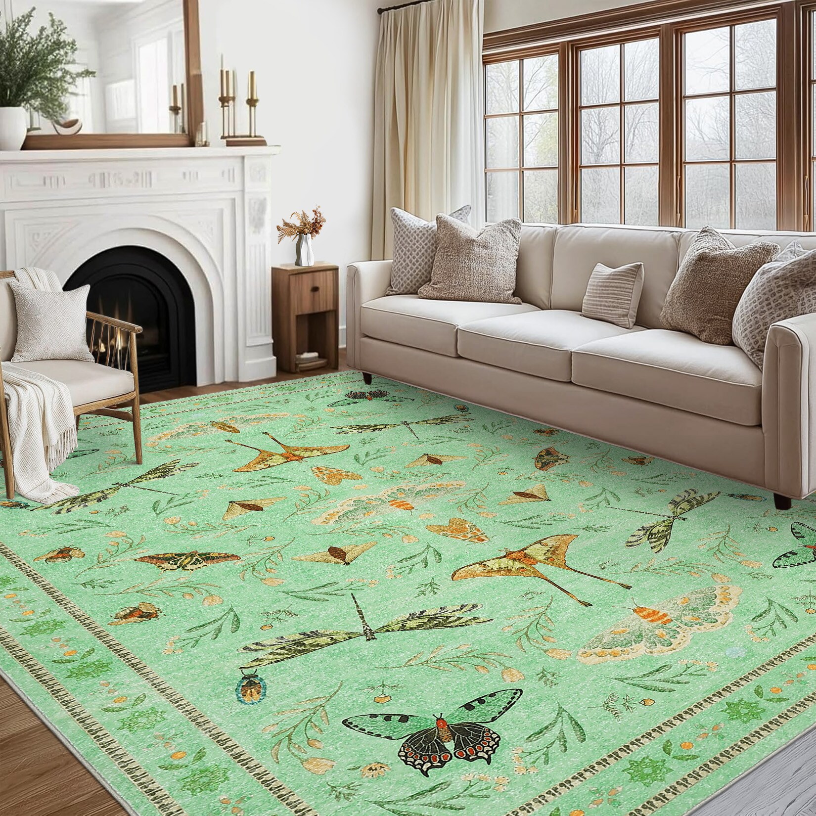 GarveeLife 5x7 Insect Print Machine Washable Soft Area Rug Non Slip Low ...