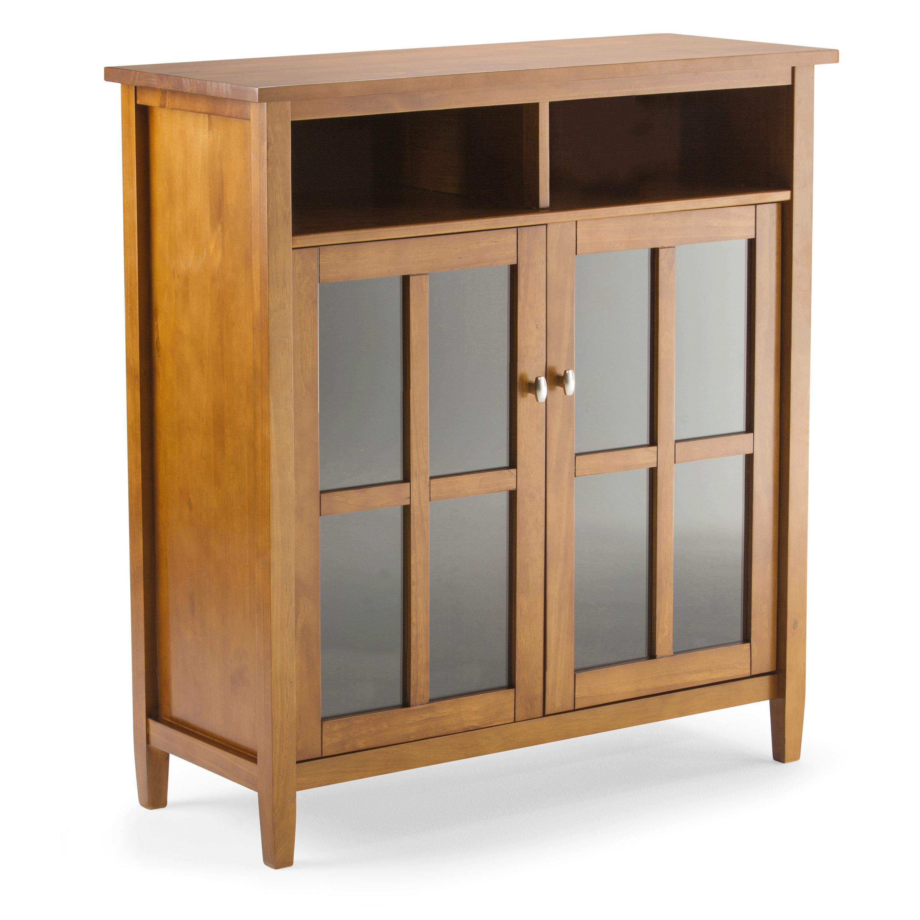 Simpli Home AXCRWSH15-LGB Warm Shaker Light Golden Brown Transitional Wood Media Cabinet