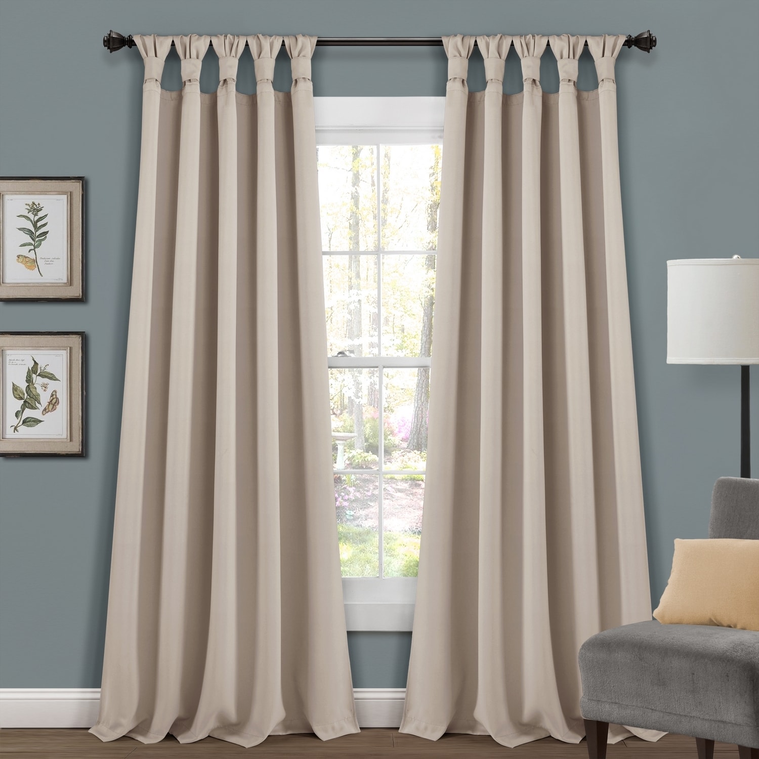 Lush Decor 16T004574 84-Inches Wheat Blackout Top tab Curtain panel pair