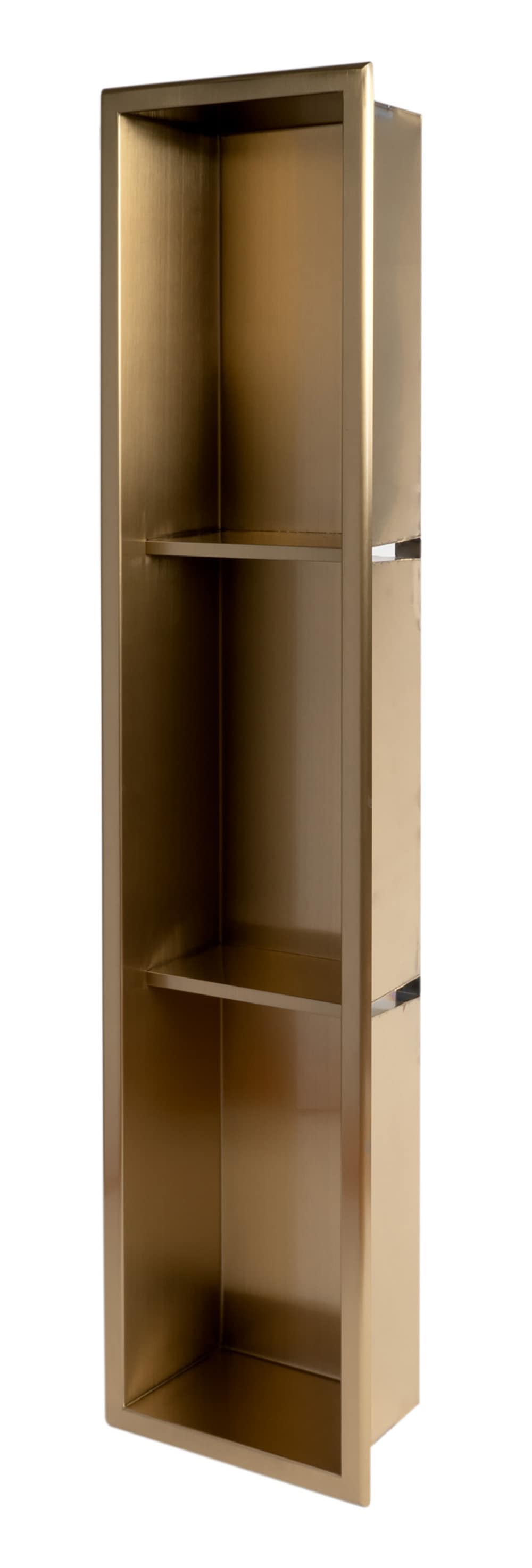 Brushed Gold Stainless Steel Triple Shelf Shower Niche